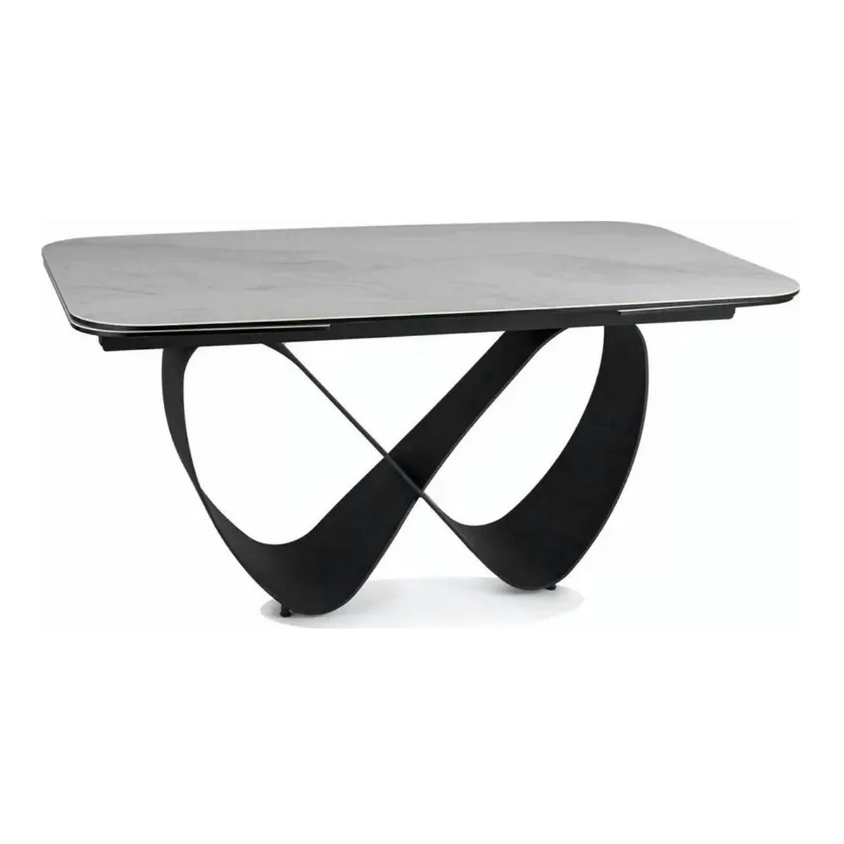 Masa extensibila INFINITY, alb/negru, sticla securizata/ceramica/metal, 160/240x95x76 cm