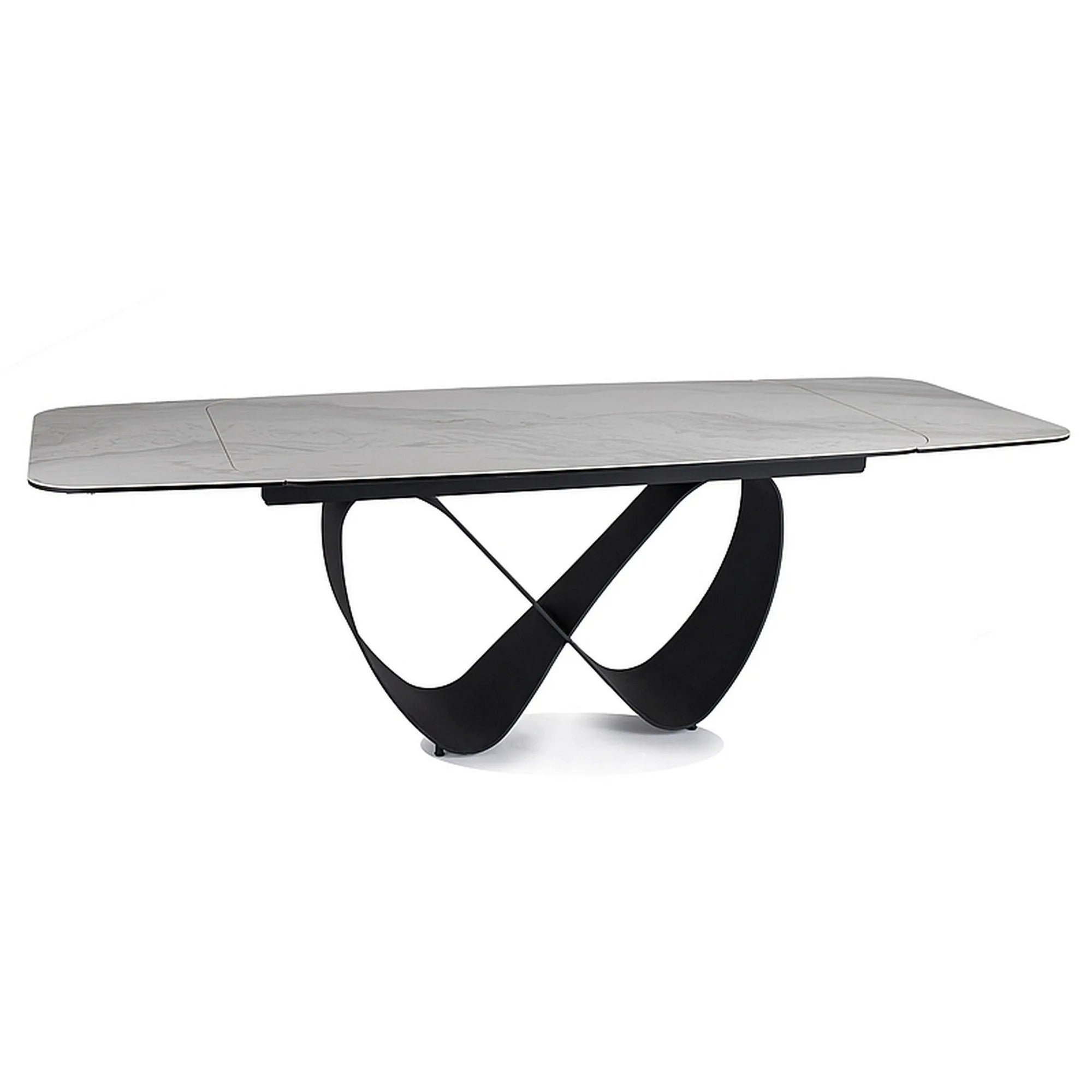 Masa extensibila INFINITY, alb/negru, sticla securizata/ceramica/metal, 160/240x95x76 cm