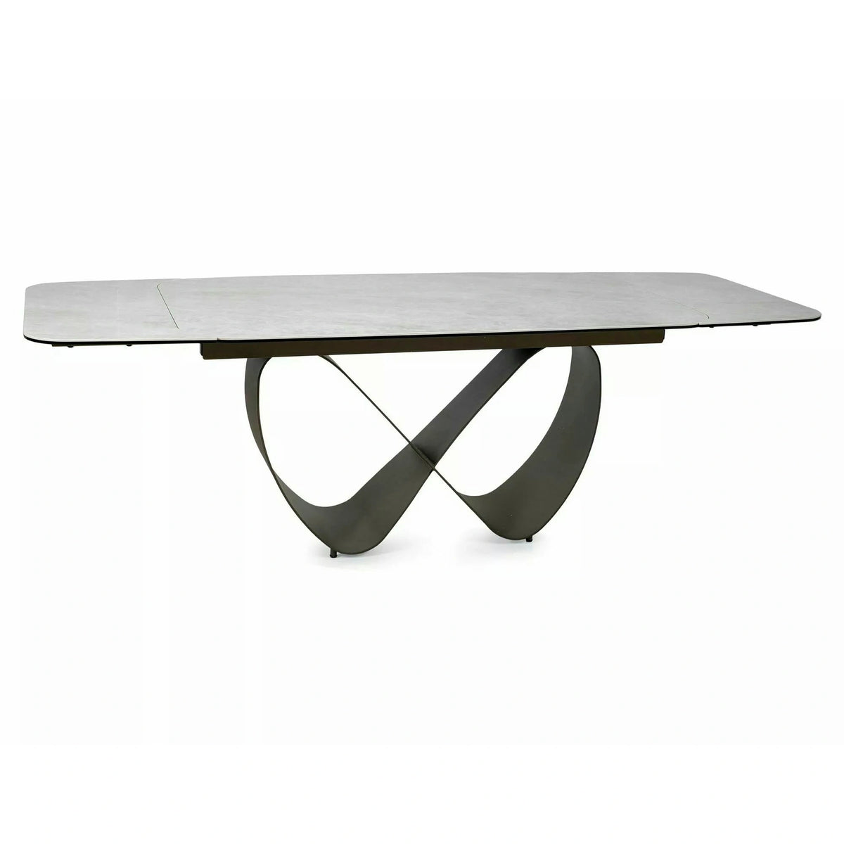 Masă extensibilă INFINITY, bej/cupru, sticlă securizată/ceramică/metal, 160–240x95x76 cm