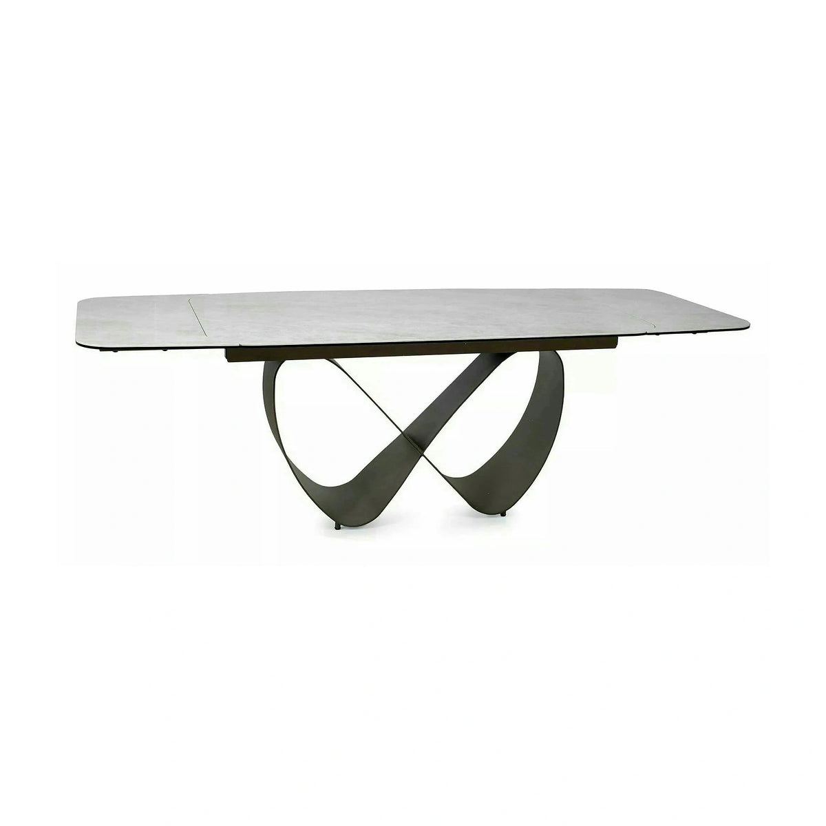 Masă extensibilă INFINITY, bej/cupru, sticlă securizată/ceramică/metal, 160–240x95x76 cm