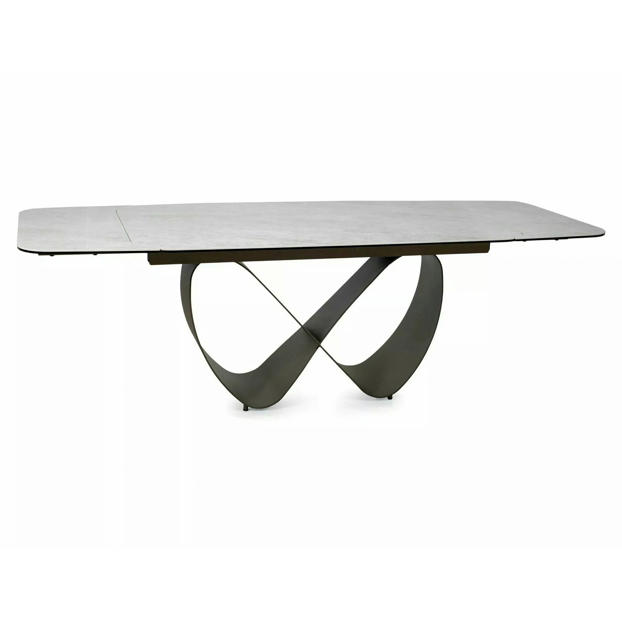 Masă extensibilă INFINITY, bej/cupru, sticlă securizată/ceramică/metal, 160–240x95x76 cm