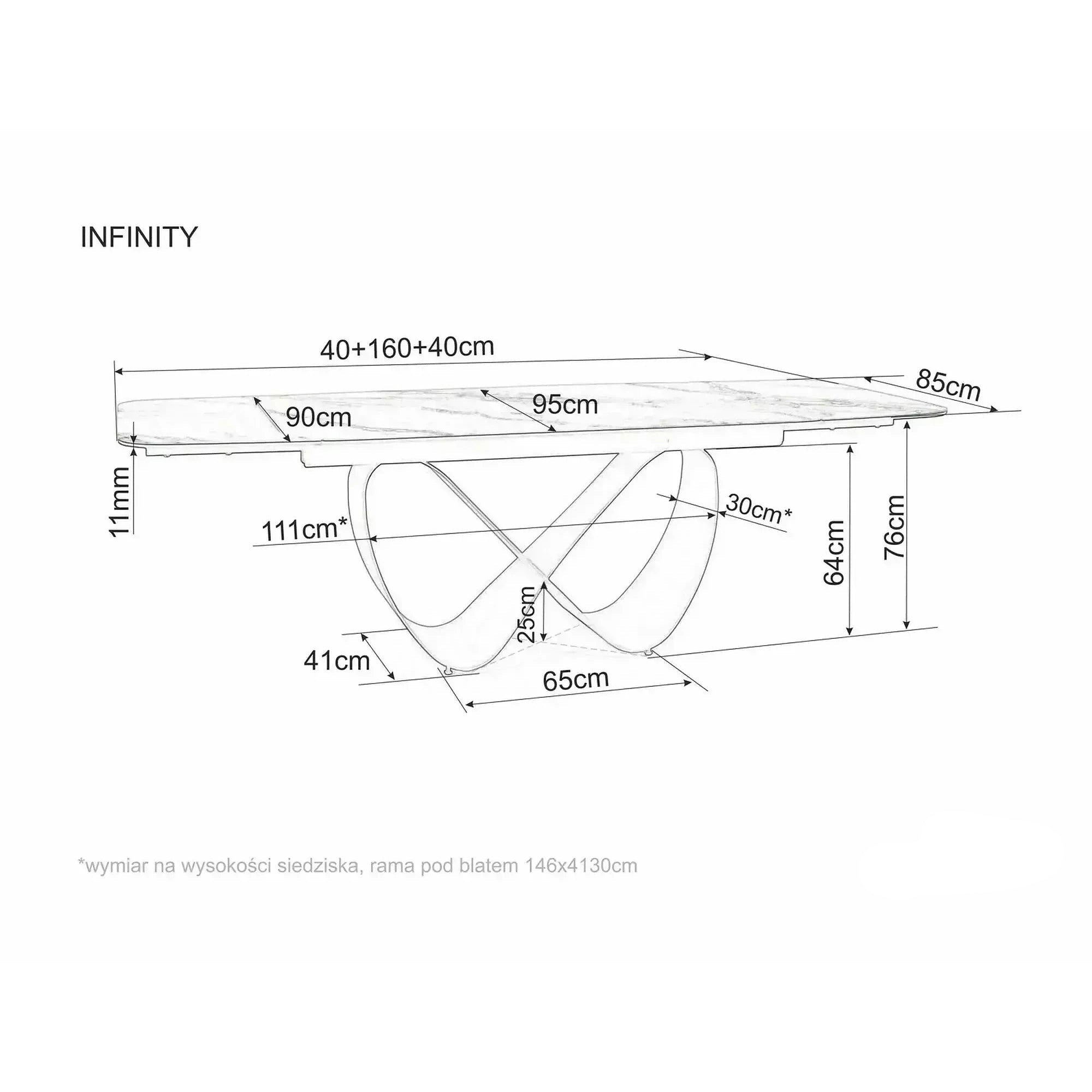 Masă extensibilă INFINITY, bej/cupru, sticlă securizată/ceramică/metal, 160–240x95x76 cm
