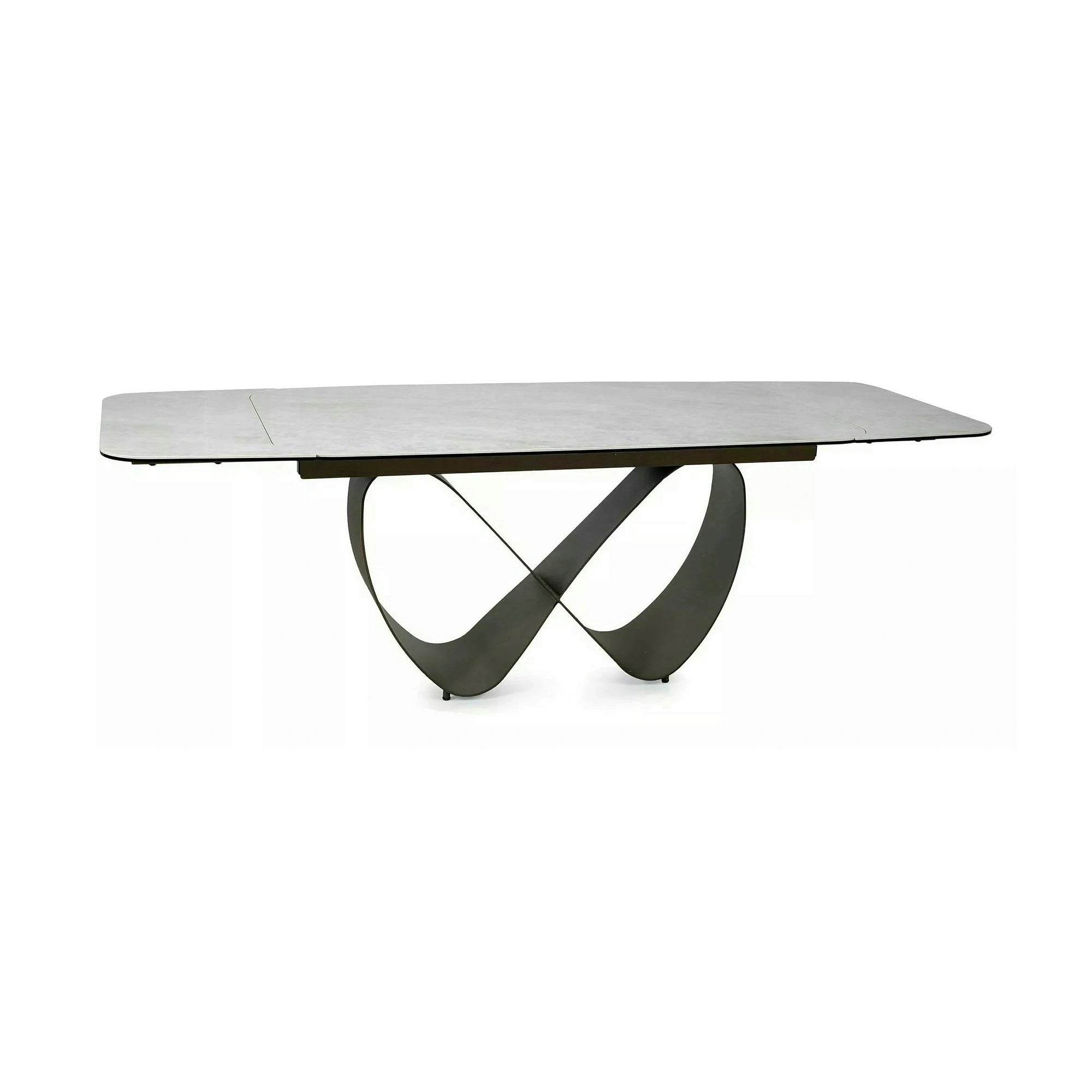 Masă extensibilă INFINITY, bej/cupru, sticlă securizată/ceramică/metal, 160–240x95x76 cm