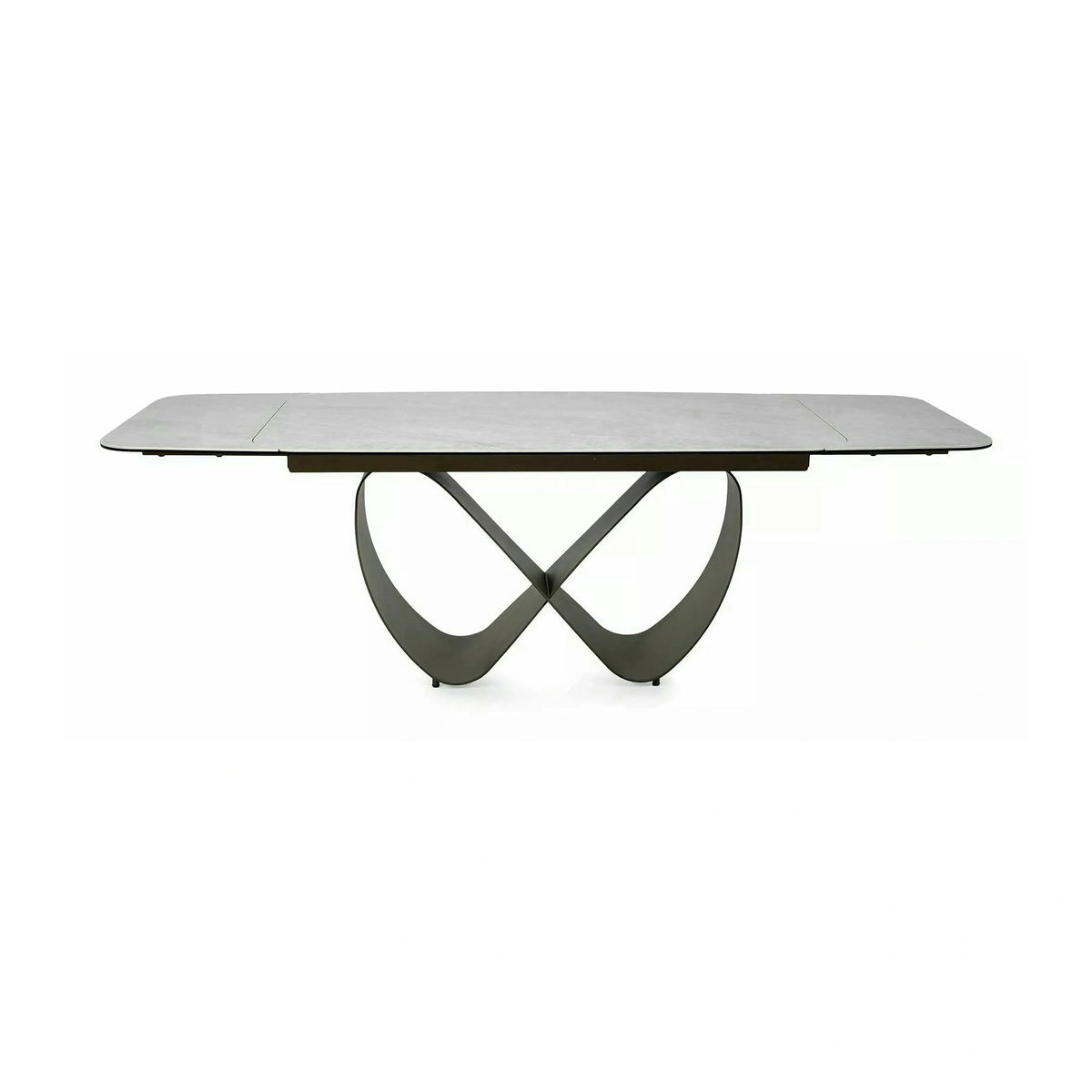 Masă extensibilă INFINITY, bej/cupru, sticlă securizată/ceramică/metal, 160–240x95x76 cm