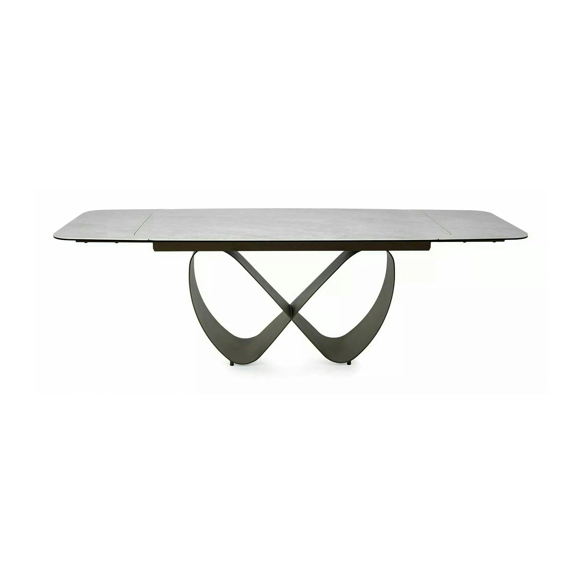Masă extensibilă INFINITY, bej/cupru, sticlă securizată/ceramică/metal, 160–240x95x76 cm