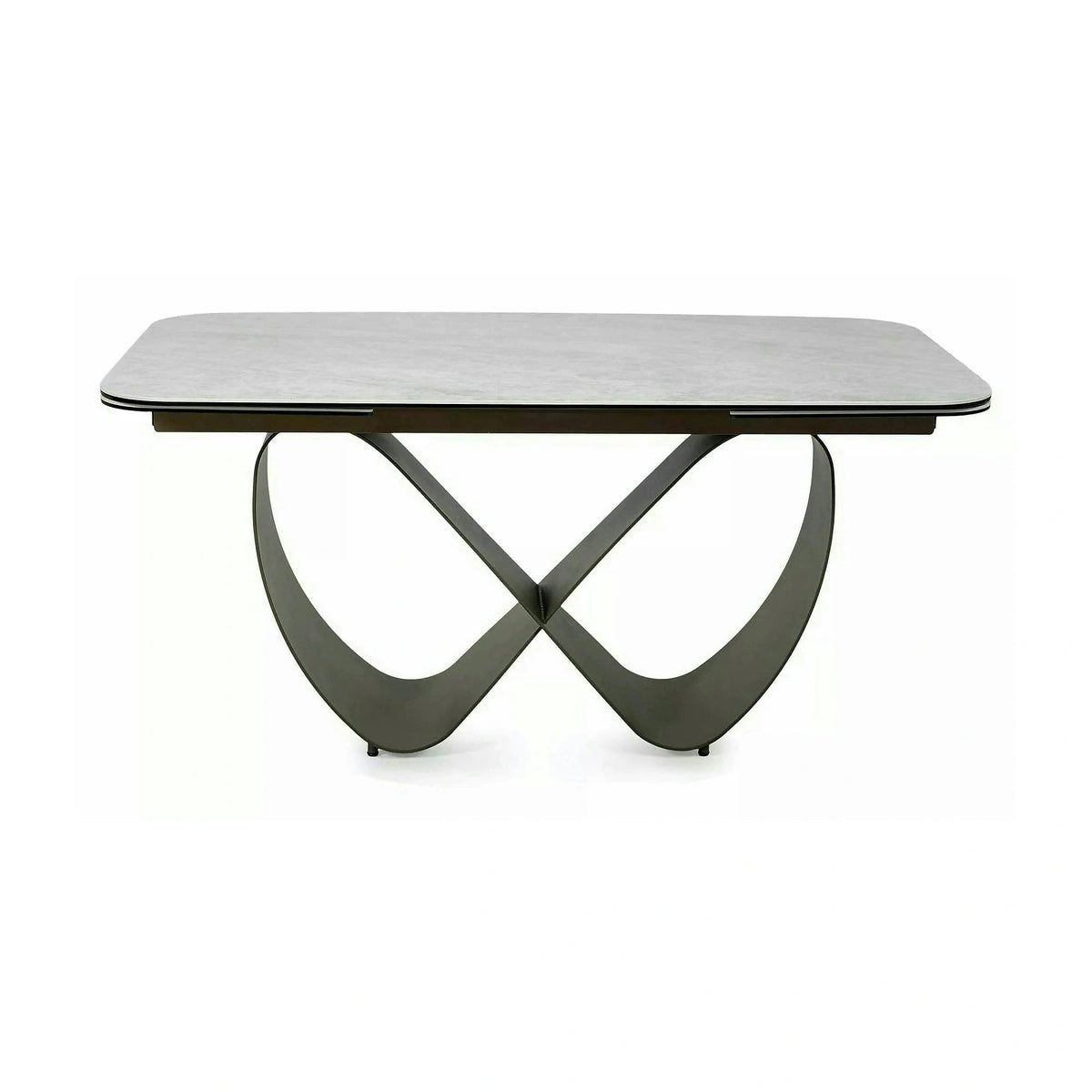 Masă extensibilă INFINITY, bej/cupru, sticlă securizată/ceramică/metal, 160–240x95x76 cm