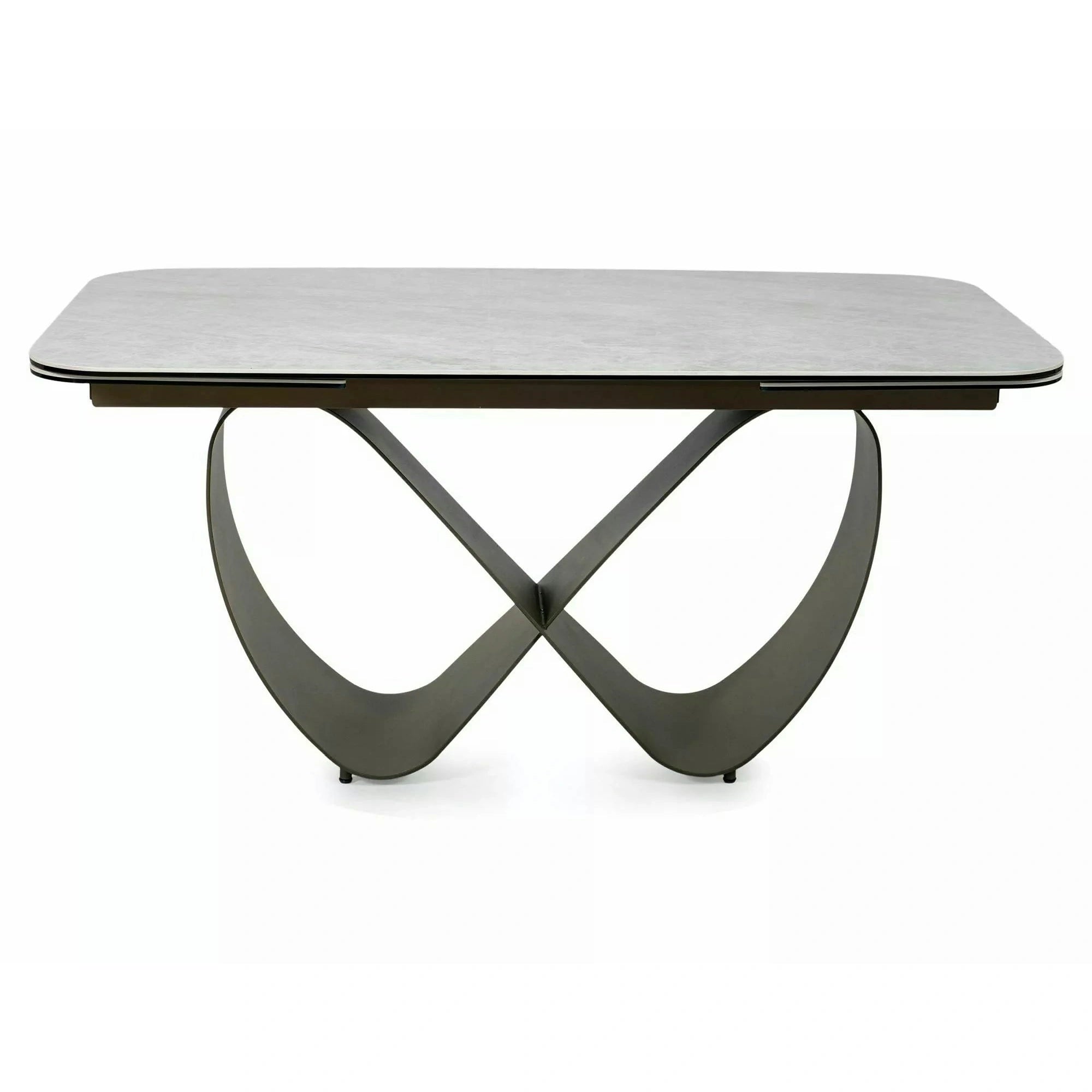 Masă extensibilă INFINITY, bej/cupru, sticlă securizată/ceramică/metal, 160–240x95x76 cm