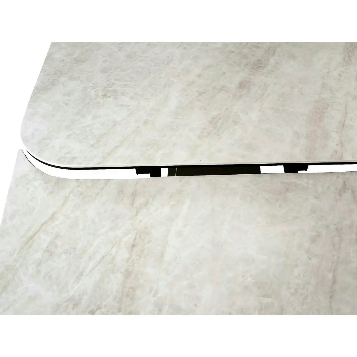 Masă extensibilă INFINITY, bej/cupru, sticlă securizată/ceramică/metal, 160–240x95x76 cm