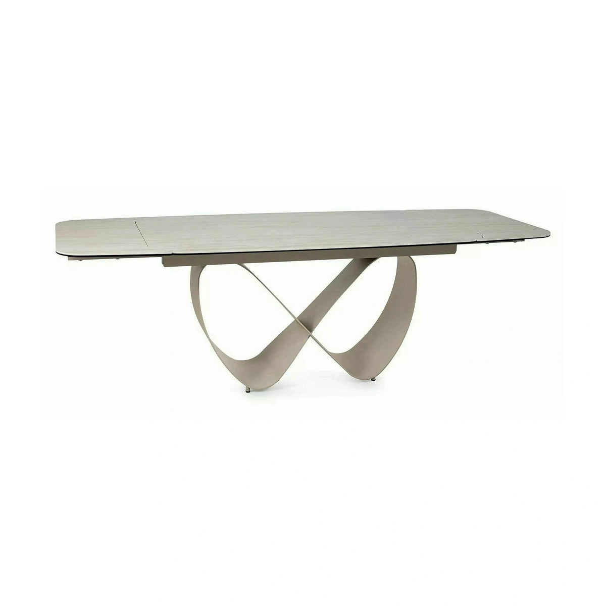 Masă extensibilă INFINITY, bej mat/cașmir, sticlă securizată/ceramică/metal, 160–240x95x76 cm