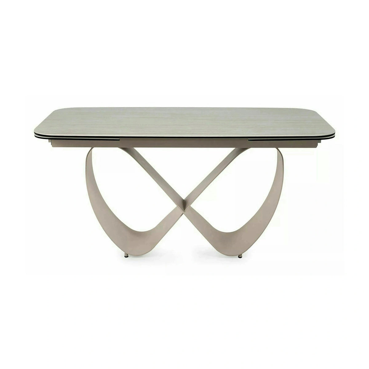 Masă extensibilă INFINITY, bej mat/cașmir, sticlă securizată/ceramică/metal, 160–240x95x76 cm
