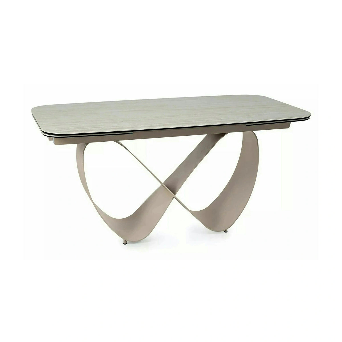 Masă extensibilă INFINITY, bej mat/cașmir, sticlă securizată/ceramică/metal, 160–240x95x76 cm