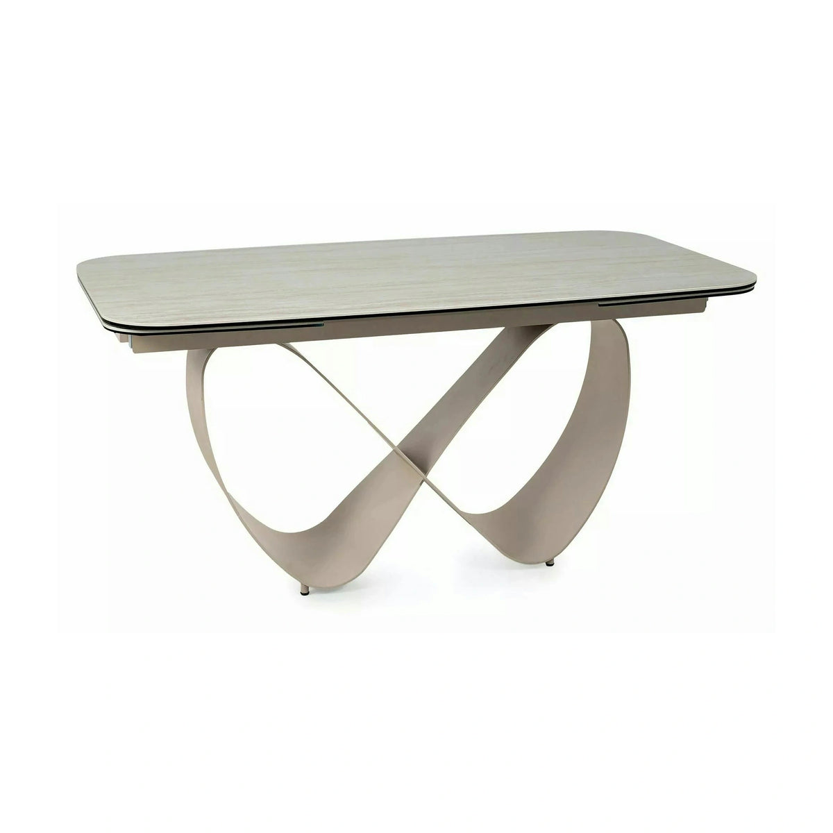 Masă extensibilă INFINITY, bej mat/cașmir, sticlă securizată/ceramică/metal, 160–240x95x76 cm