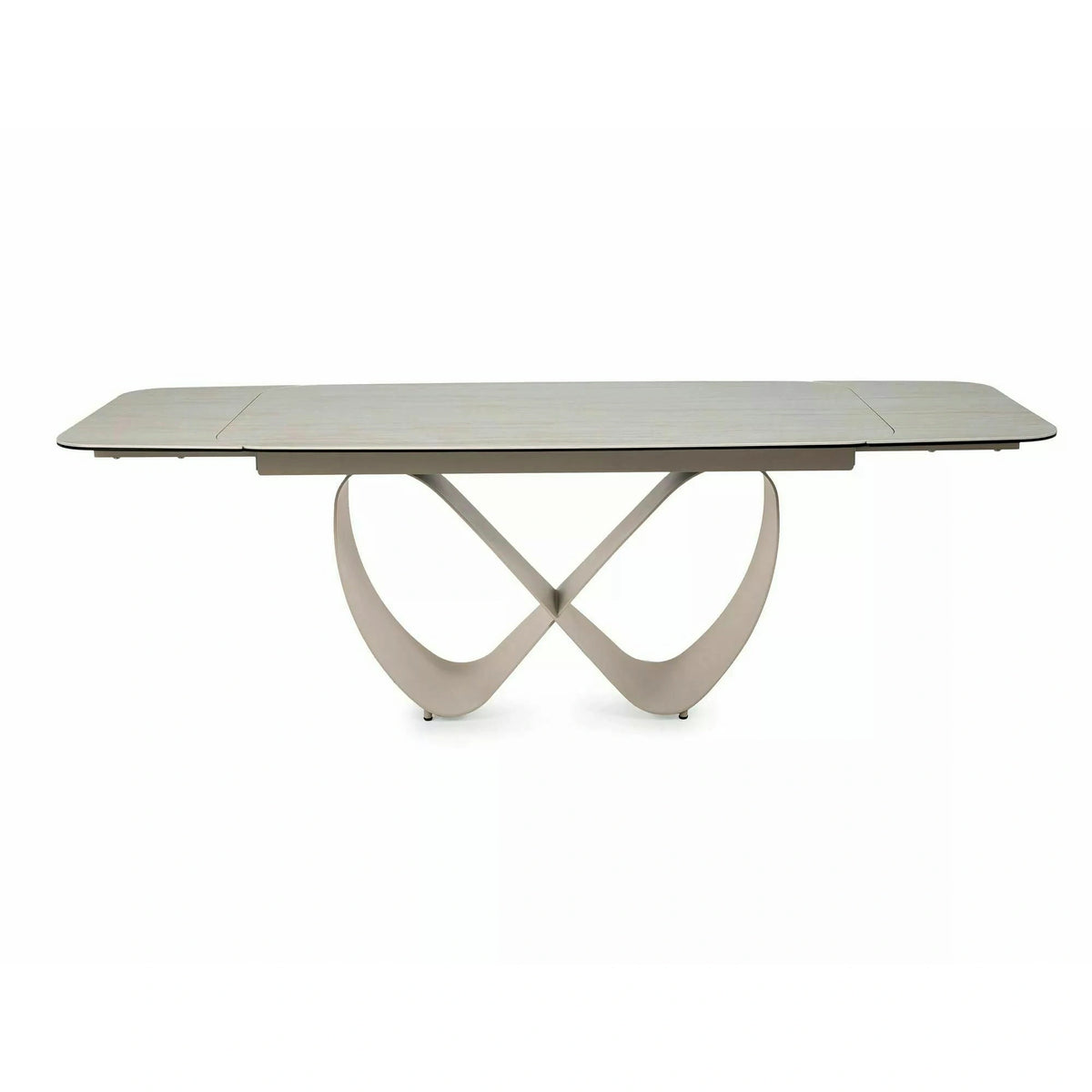 Masă extensibilă INFINITY, bej mat/cașmir, sticlă securizată/ceramică/metal, 160–240x95x76 cm