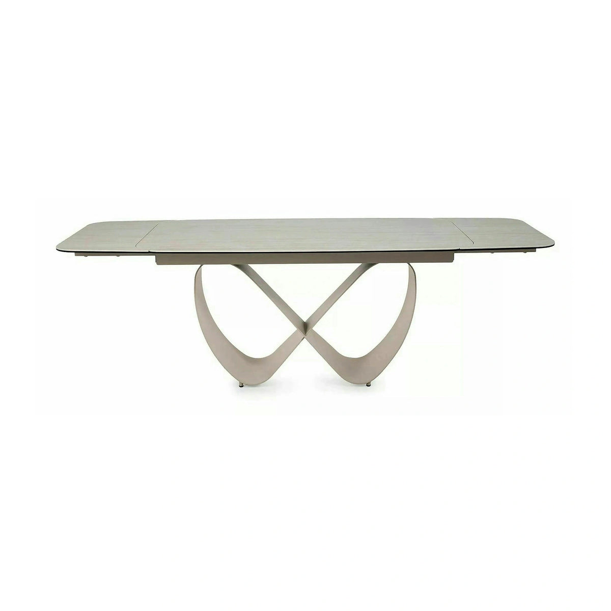 Masă extensibilă INFINITY, bej mat/cașmir, sticlă securizată/ceramică/metal, 160–240x95x76 cm
