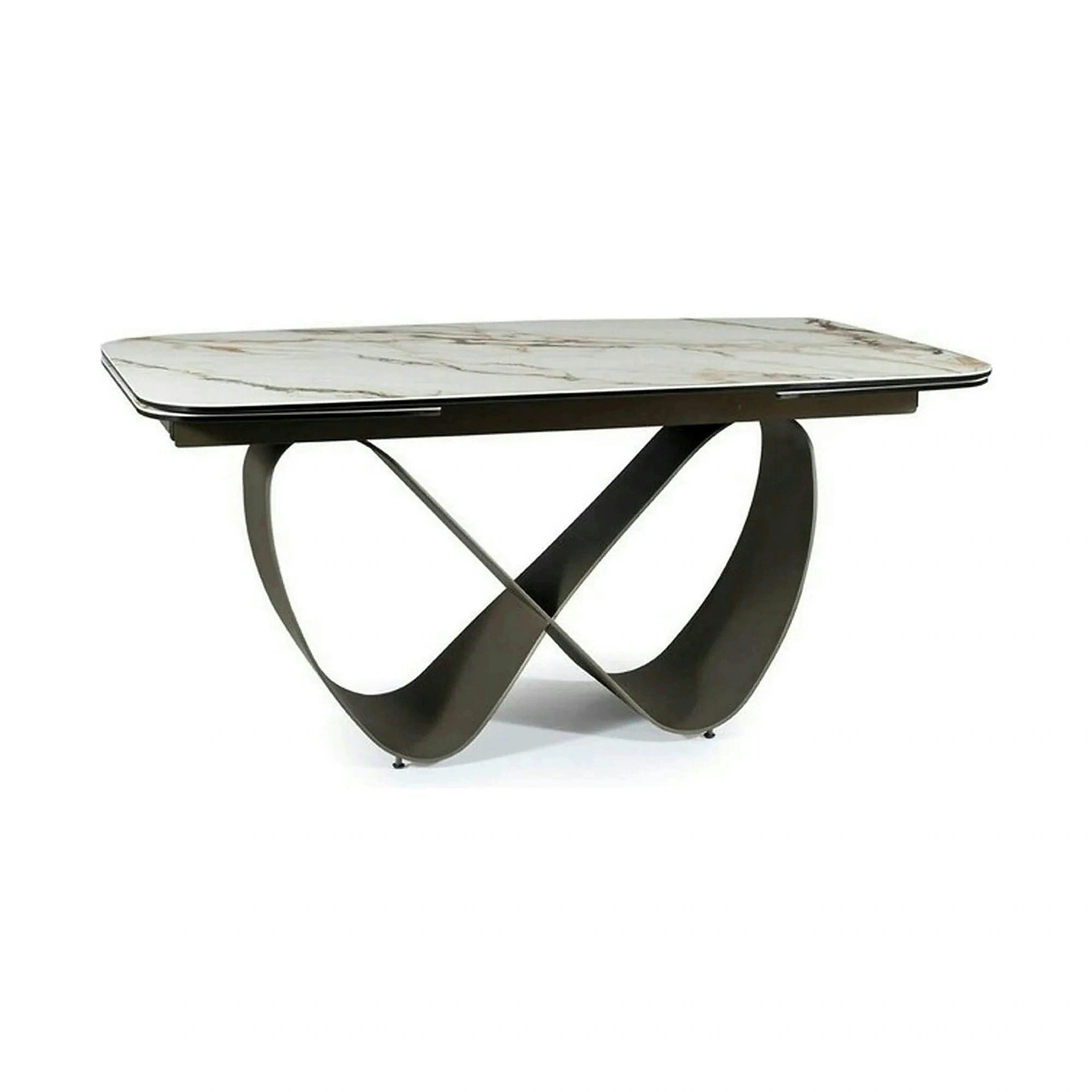 Masa extensibila INFINITY CERAMIC, alb/maro, sticla securizata/ceramica, 160/240x95x76 cm
