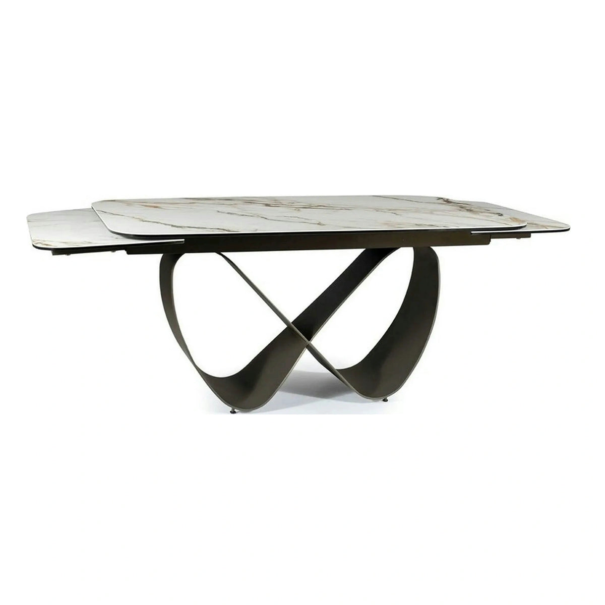 Masa extensibila INFINITY CERAMIC, alb/maro, sticla securizata/ceramica, 160/240x95x76 cm