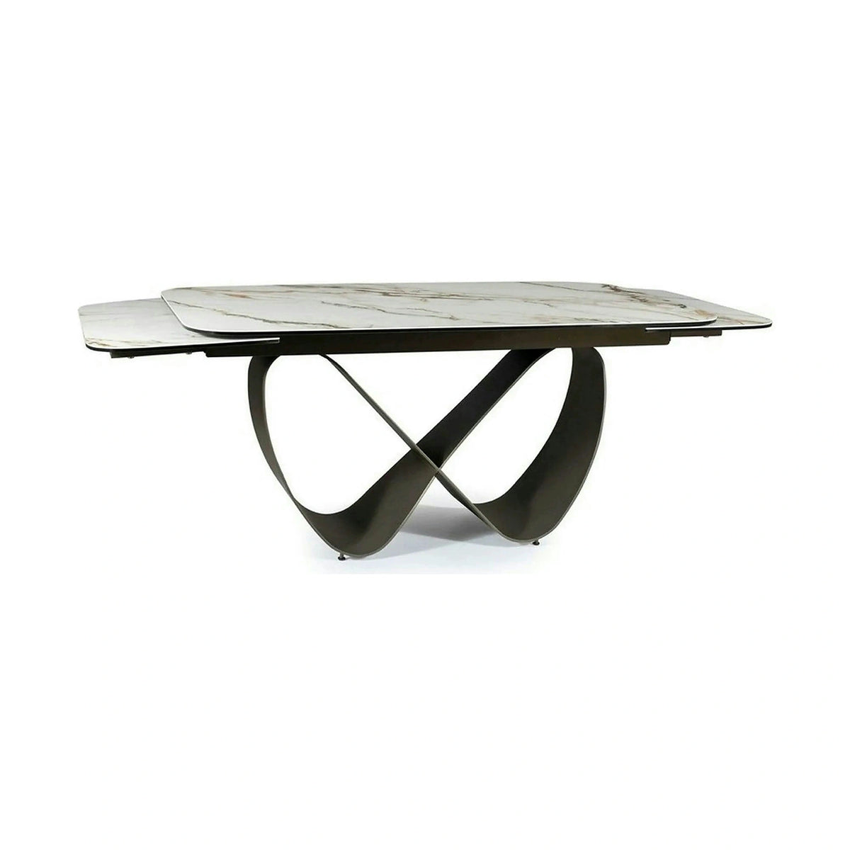 Masa extensibila INFINITY CERAMIC, alb/maro, sticla securizata/ceramica, 160/240x95x76 cm