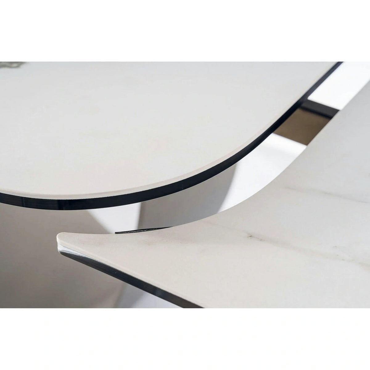 Masa extensibila INFINITY CERAMIC, alb/maro, sticla securizata/ceramica, 160/240x95x76 cm