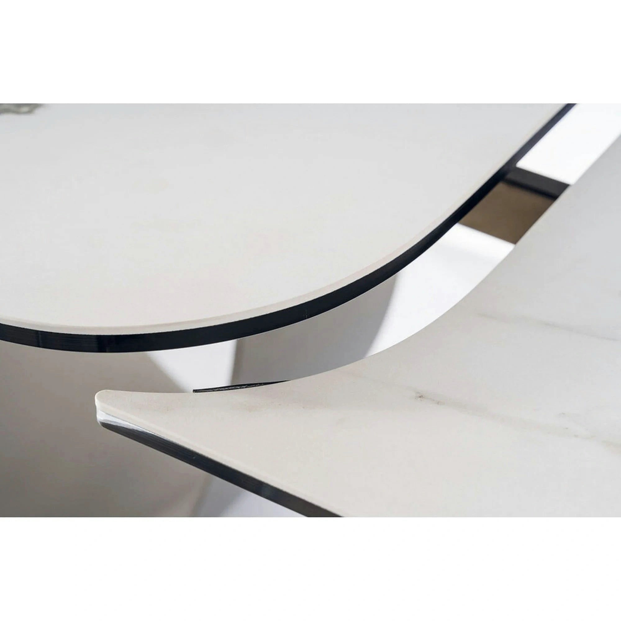 Masa extensibila INFINITY CERAMIC, alb/maro, sticla securizata/ceramica, 160/240x95x76 cm