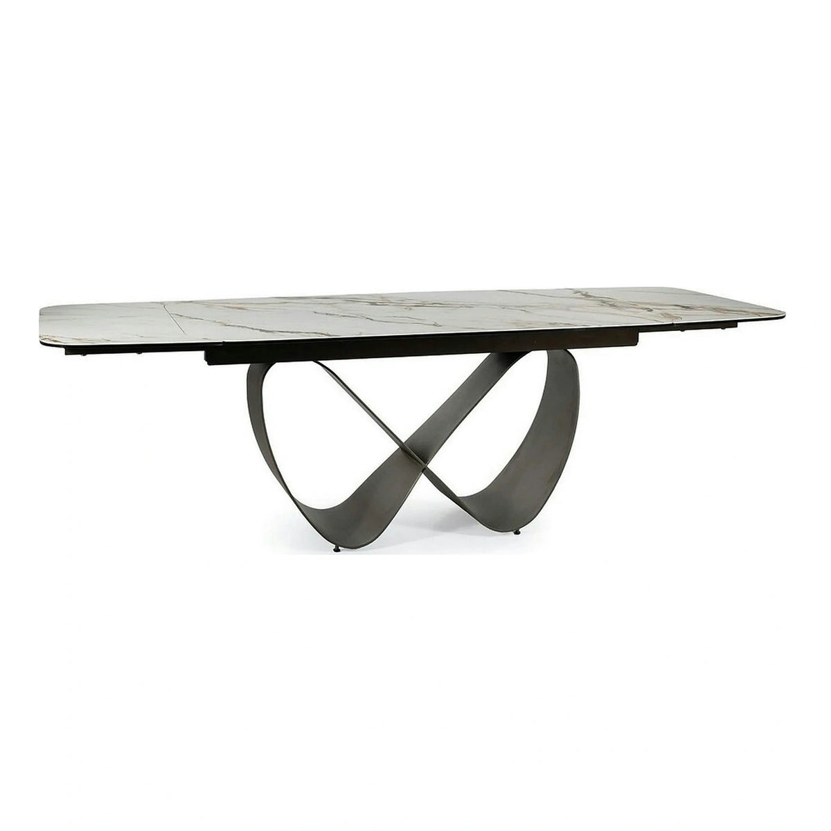 Masa extensibila INFINITY CERAMIC, alb/maro, sticla securizata/ceramica, 160/240x95x76 cm