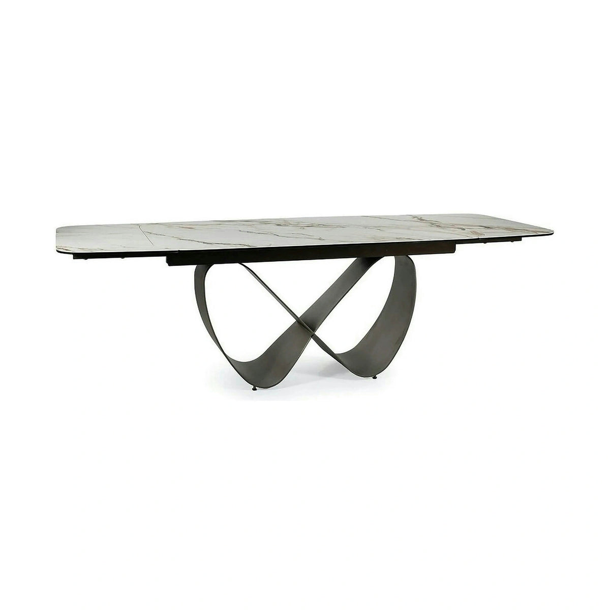 Masa extensibila INFINITY CERAMIC, alb/maro, sticla securizata/ceramica, 160/240x95x76 cm