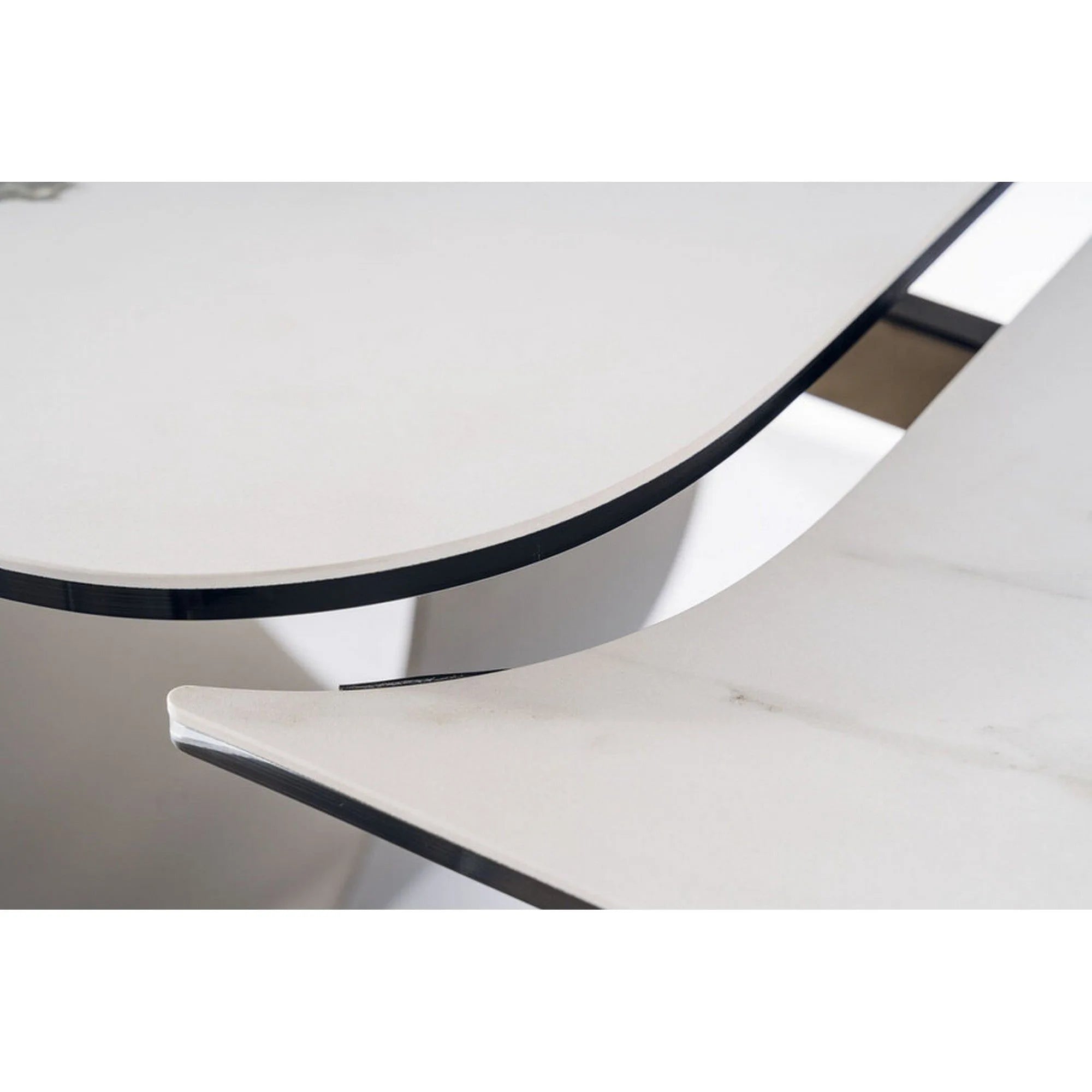 Masa extensibila INFINITY CERAMIC, alb/maro, sticla securizata/ceramica, 160/240x95x76 cm