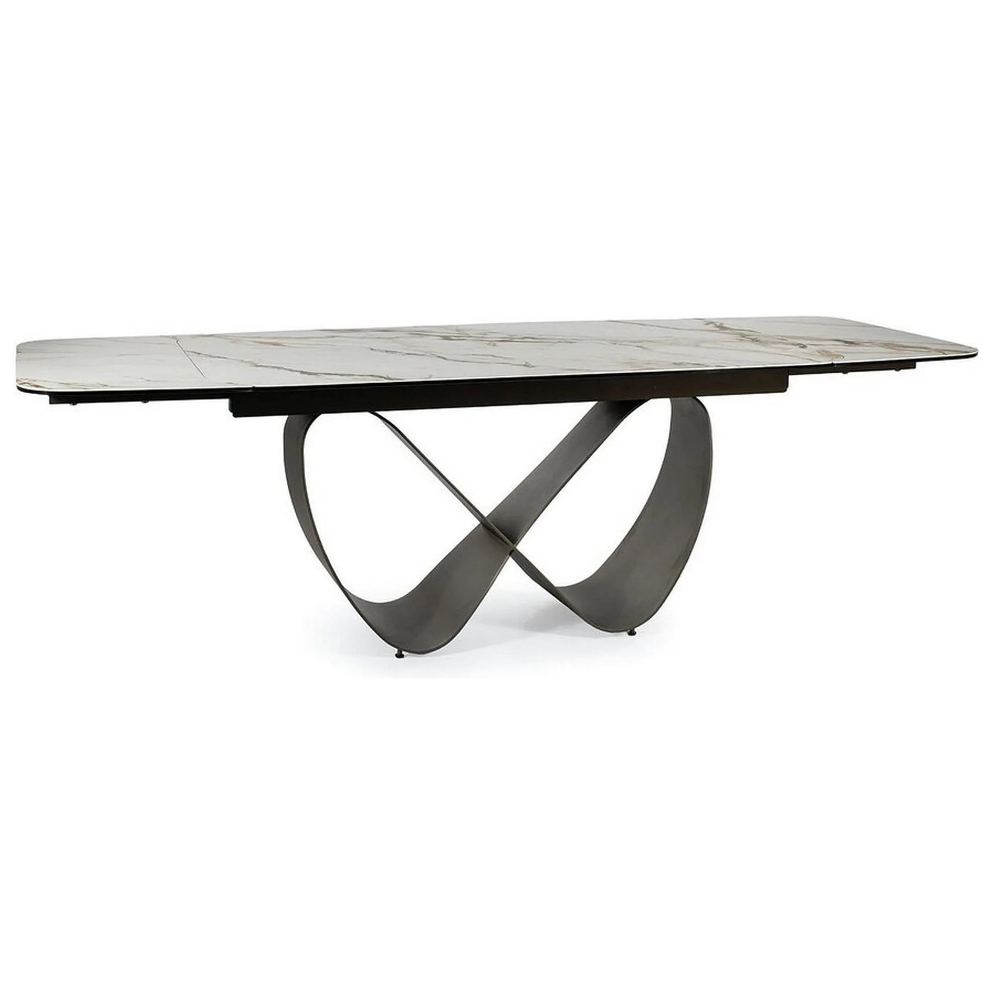 Masa extensibila INFINITY CERAMIC, alb/maro, sticla securizata/ceramica, 160/240x95x76 cm