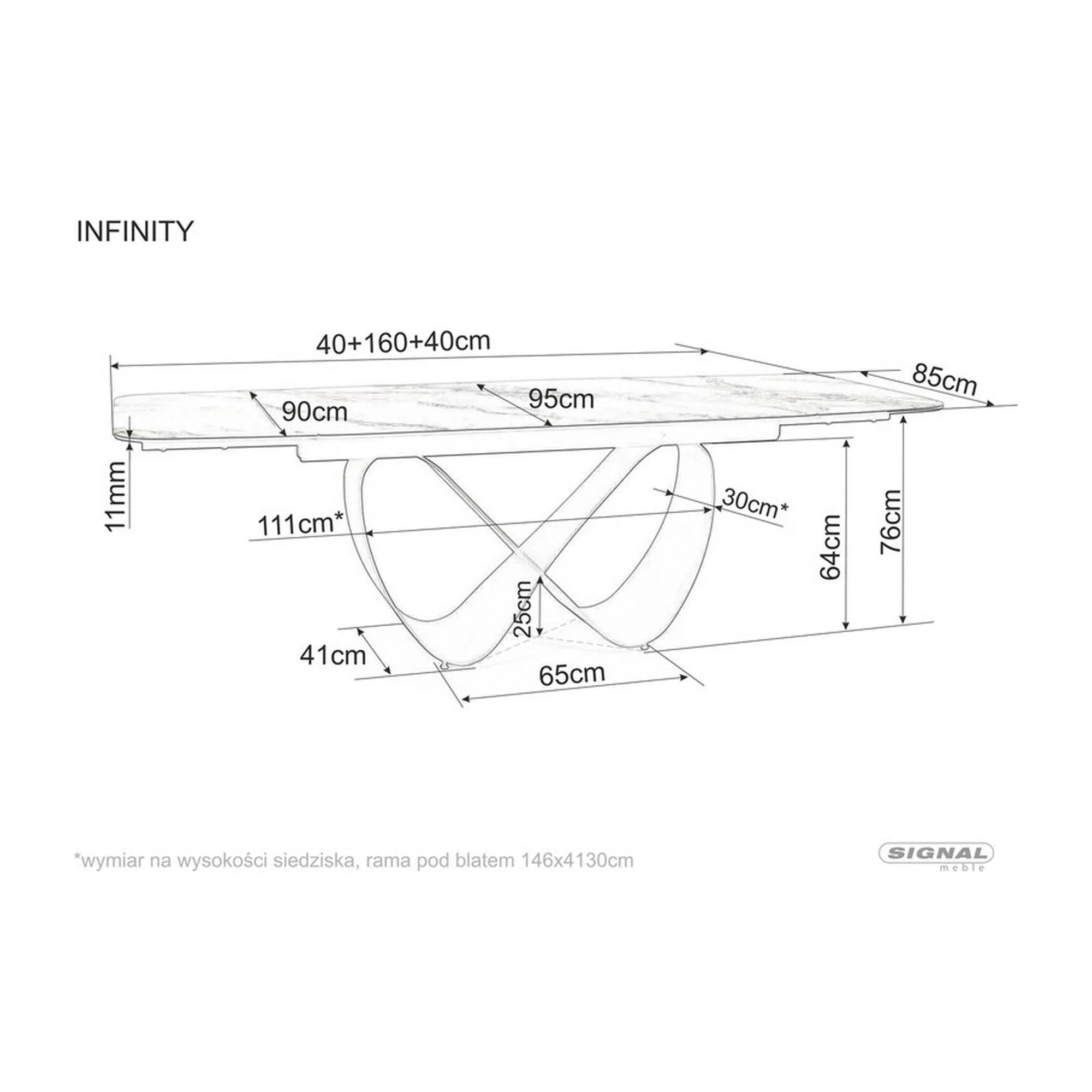 Masa extensibila INFINITY CERAMIC, alb/maro, sticla securizata/ceramica, 160/240x95x76 cm