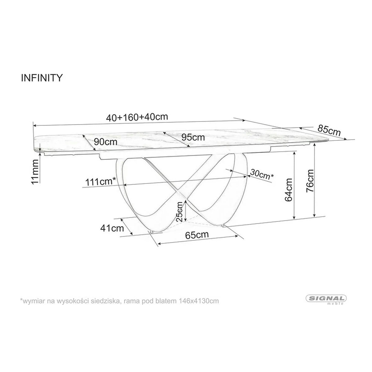 Masa extensibila INFINITY CERAMIC, negru, sticla securizata/ceramica, 160/240x95x76 cm