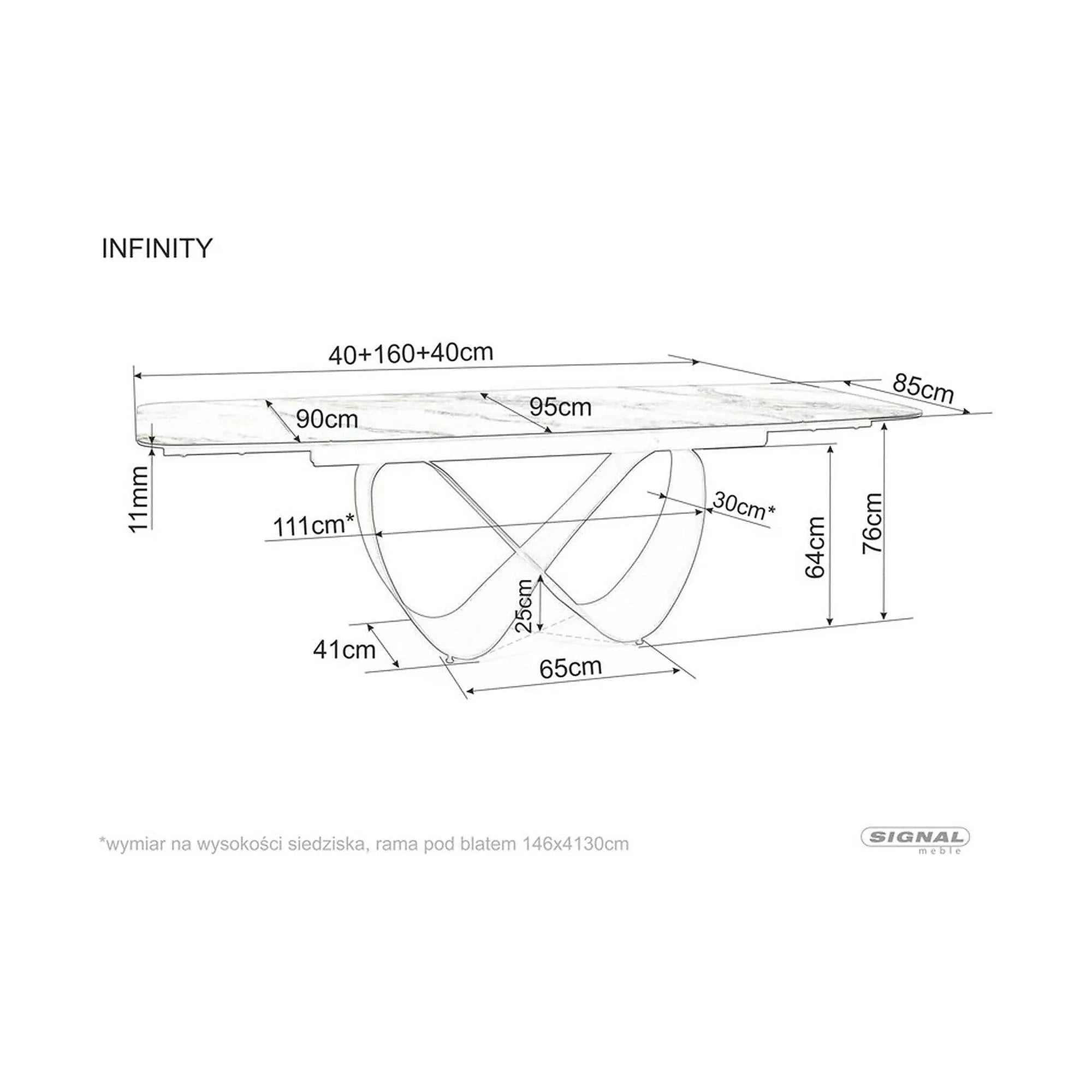 Masa extensibila INFINITY CERAMIC, negru, sticla securizata/ceramica, 160/240x95x76 cm