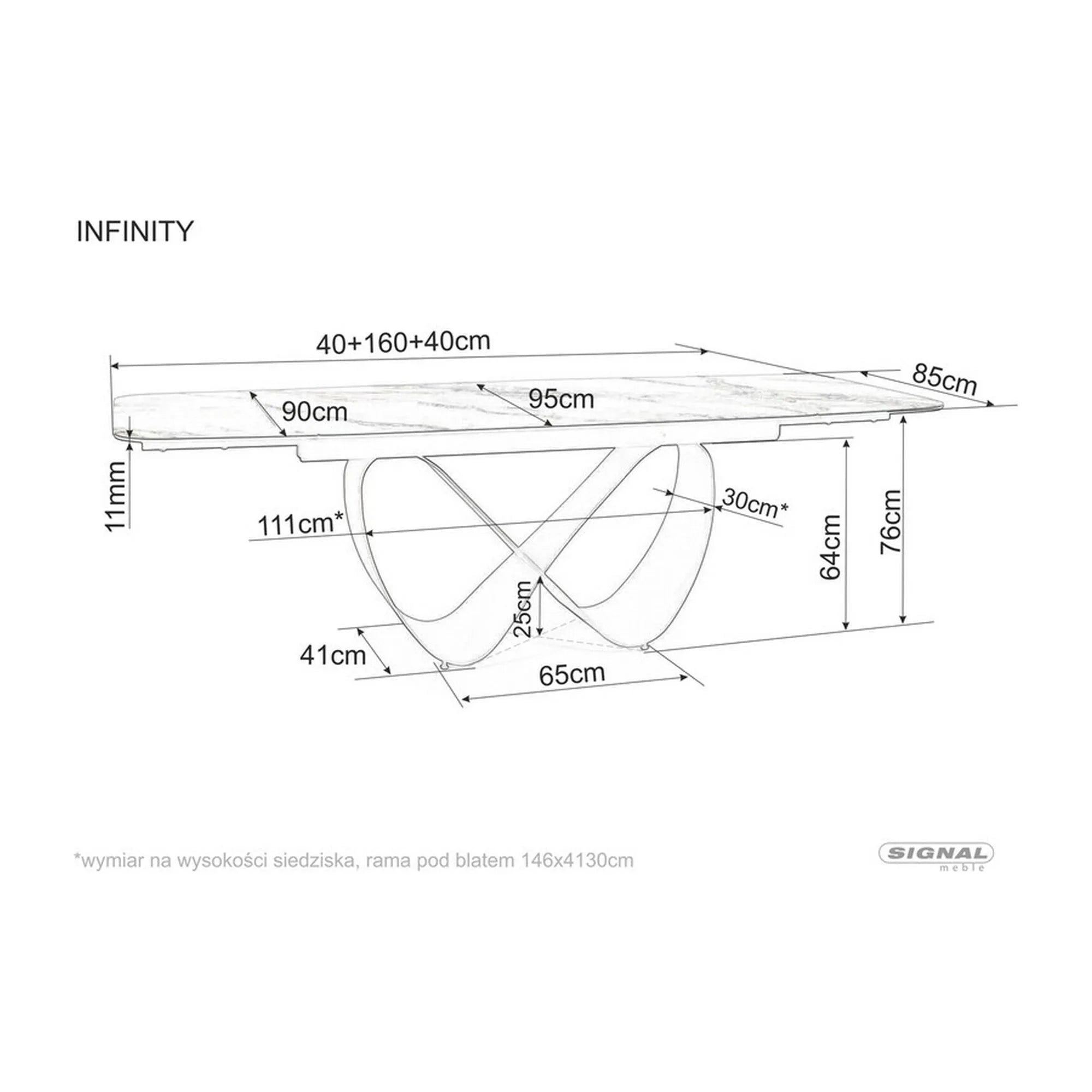 Masa extensibila INFINITY CERAMIC, negru, sticla securizata/ceramica, 160/240x95x76 cm