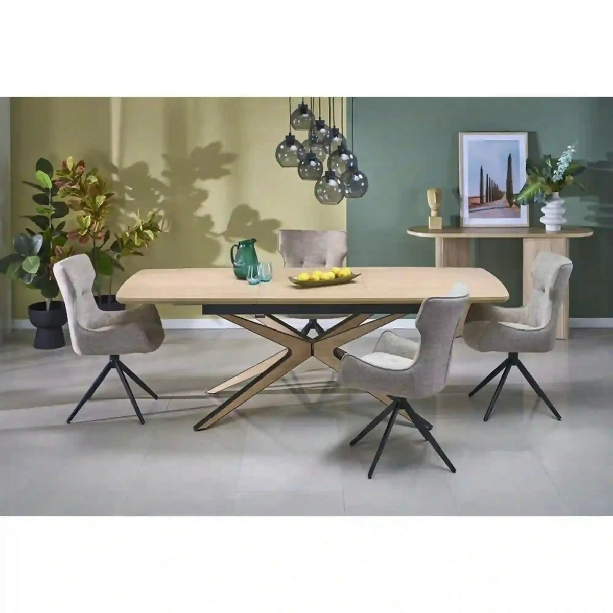 Masa extensibila JAMES, stejar/negru, 160/220x90x76 cm