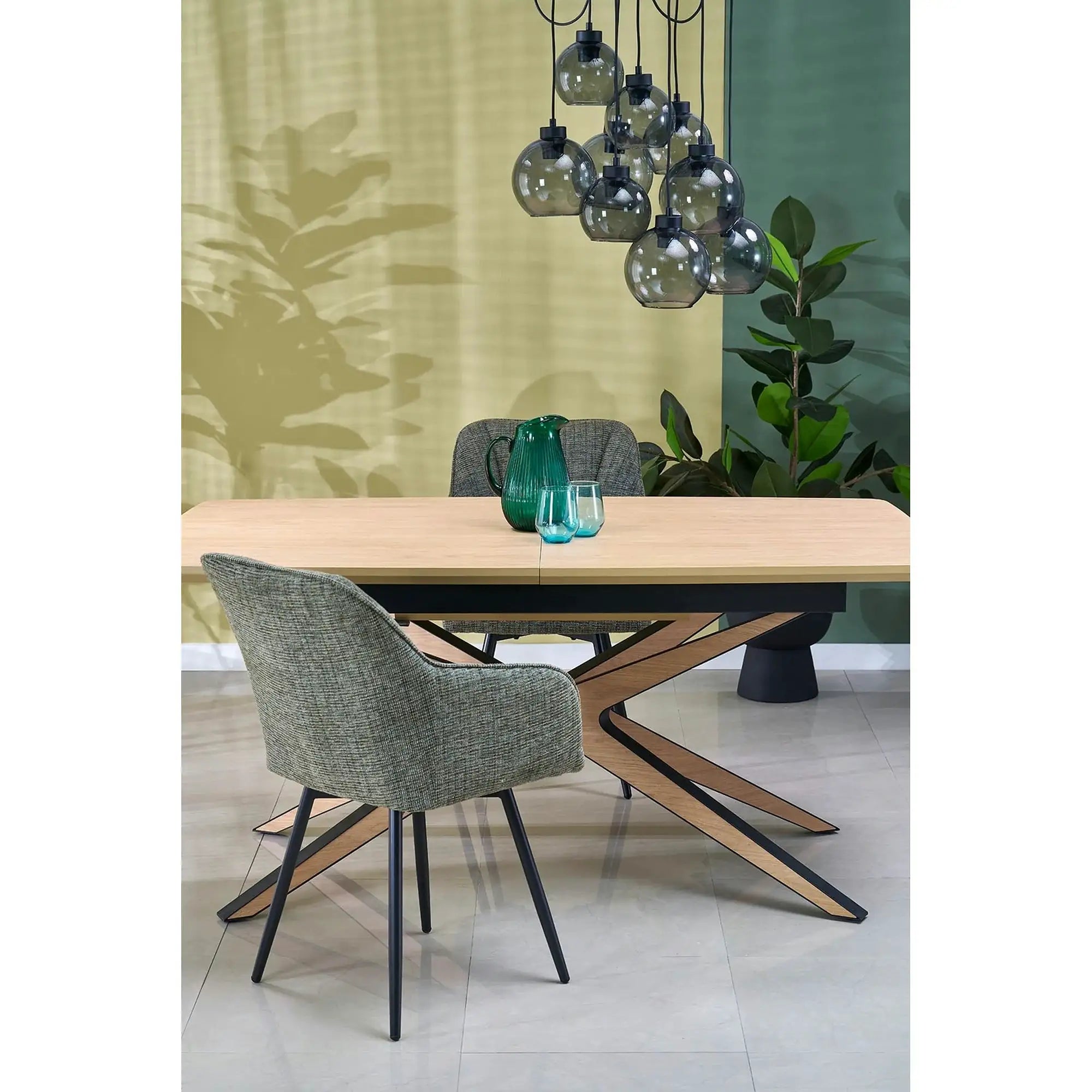 Masa extensibila JAMES, stejar/negru, 160/220x90x76 cm