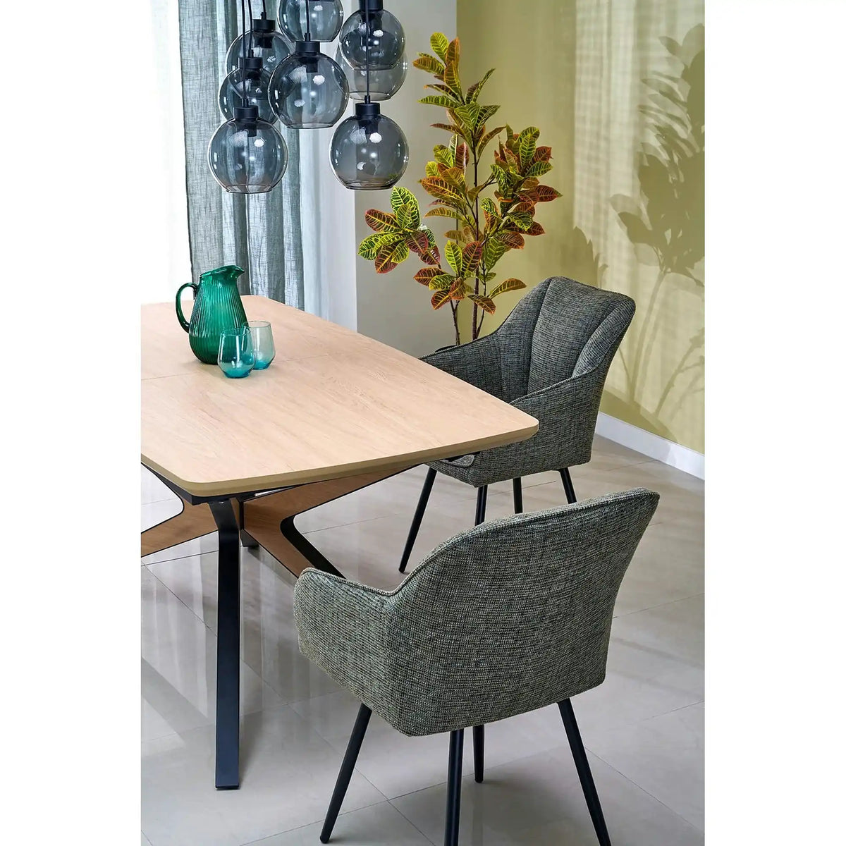 Masa extensibila JAMES, stejar/negru, 160/220x90x76 cm