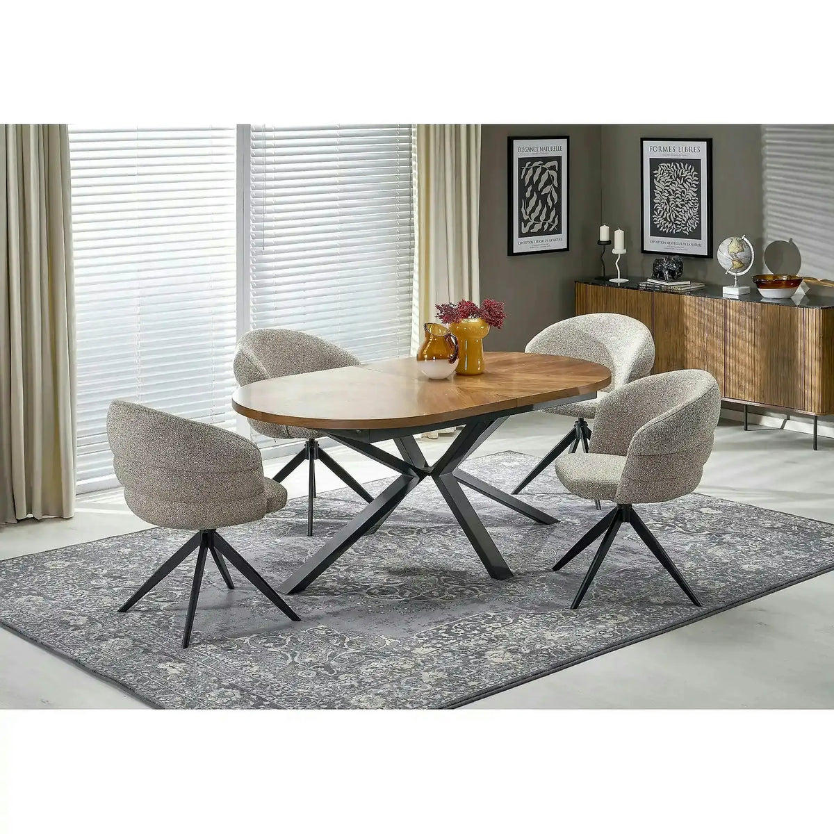 Masa extensibila JASON, nuc/negru, 180/300x100x74 cm