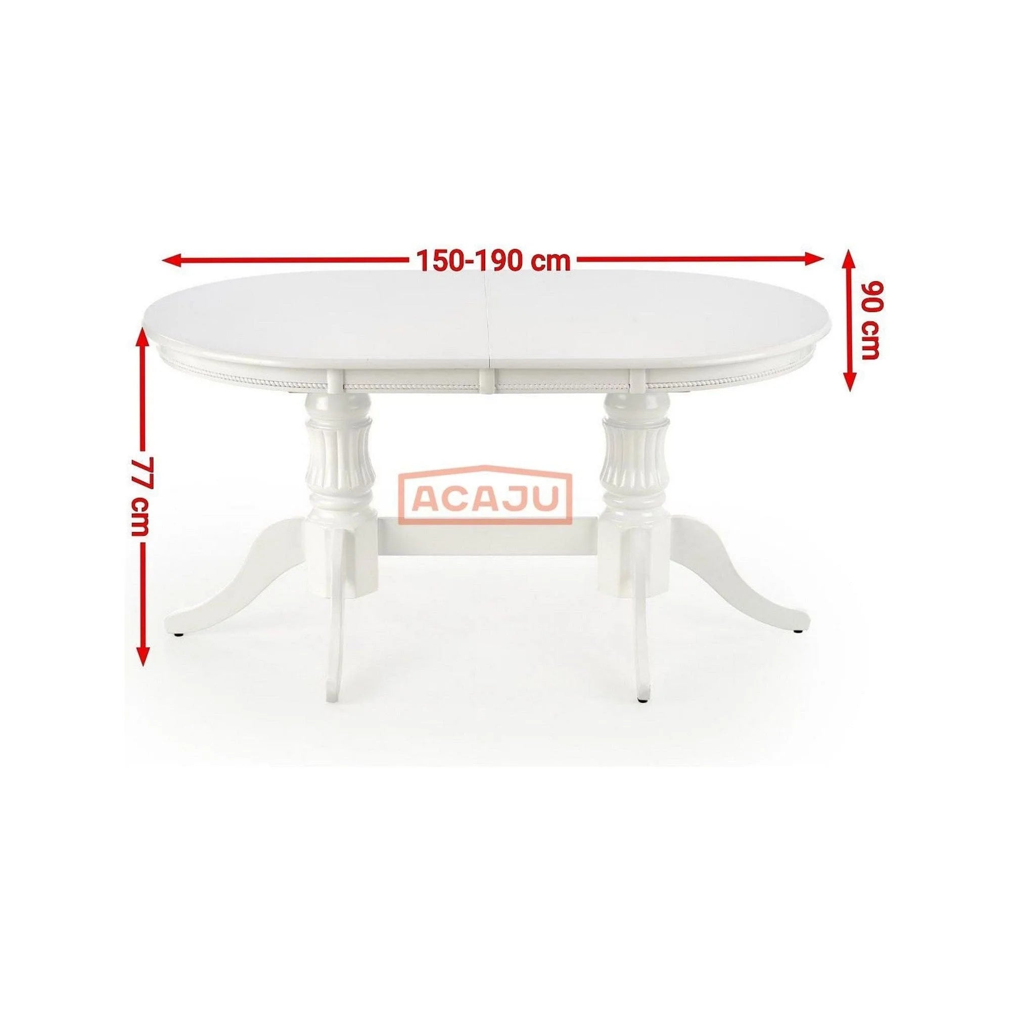 Masa extensibila JOSEPH, alb, 150/190x90x77 cm