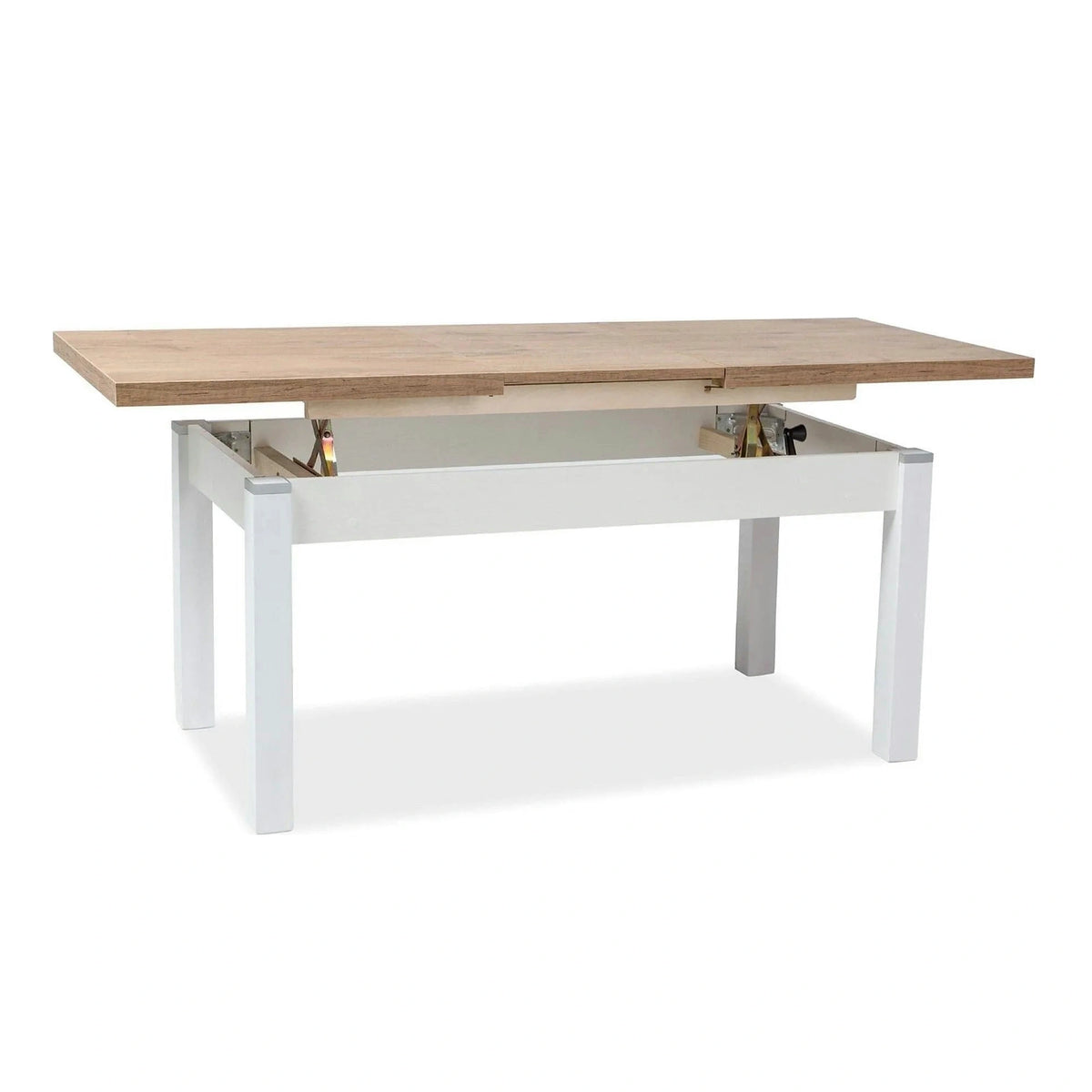 Masa extensibila KLEOPATRA, stejar/alb, PAL laminat 124/164x64x59/71 cm