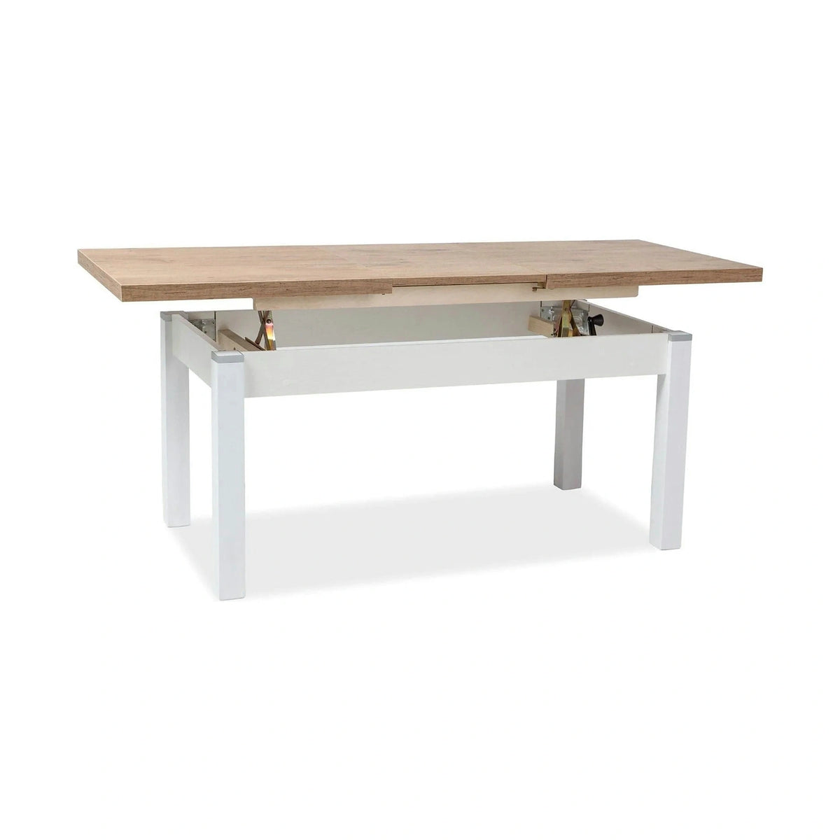 Masa extensibila KLEOPATRA, stejar/alb, PAL laminat 124/164x64x59/71 cm