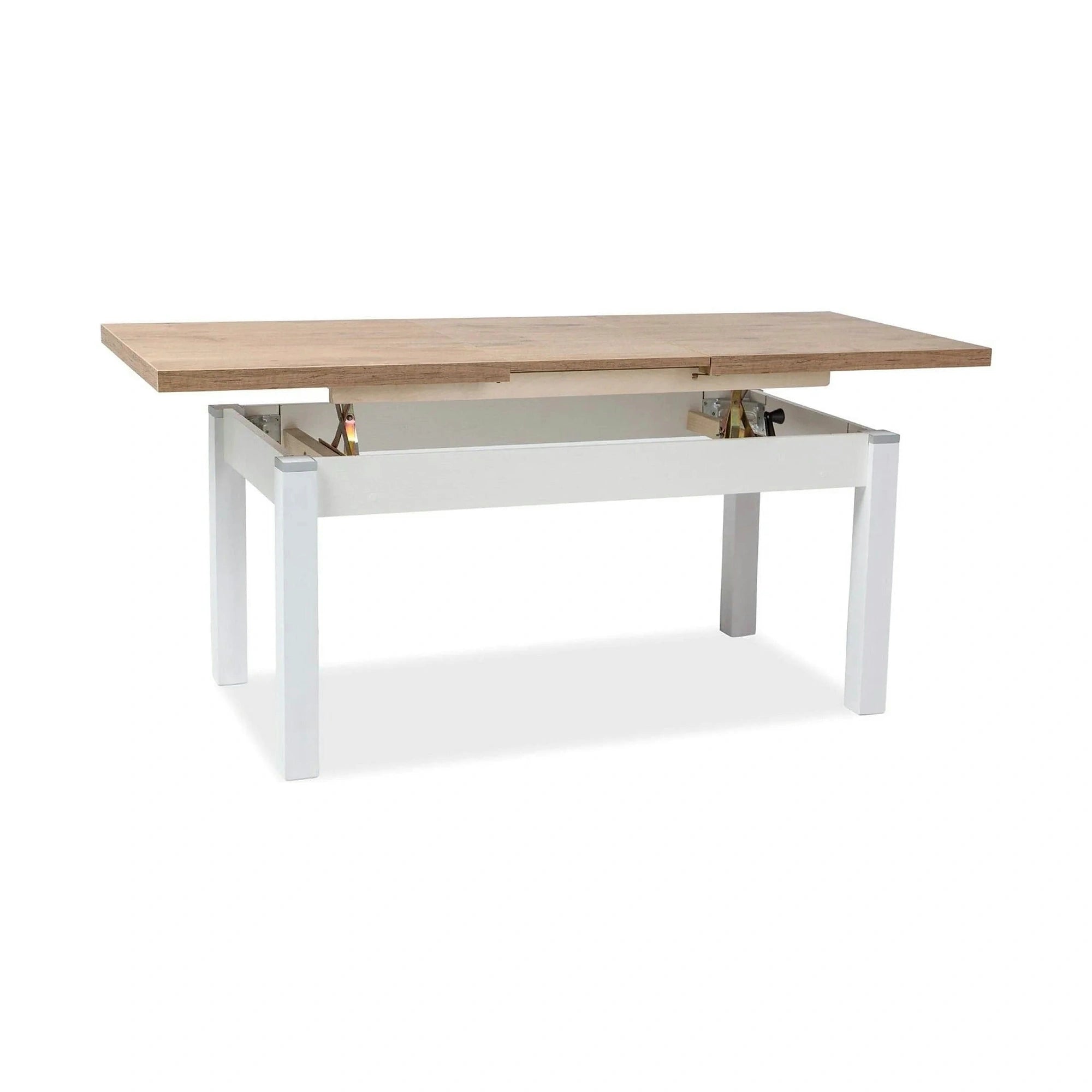 Masa extensibila KLEOPATRA, stejar/alb, PAL laminat 124/164x64x59/71 cm