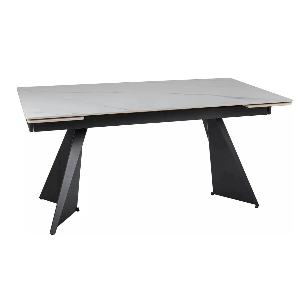 Masa extensibila LACONI, alb cu efect de marmura, ceramica/metal, 160/220x90x76 cm