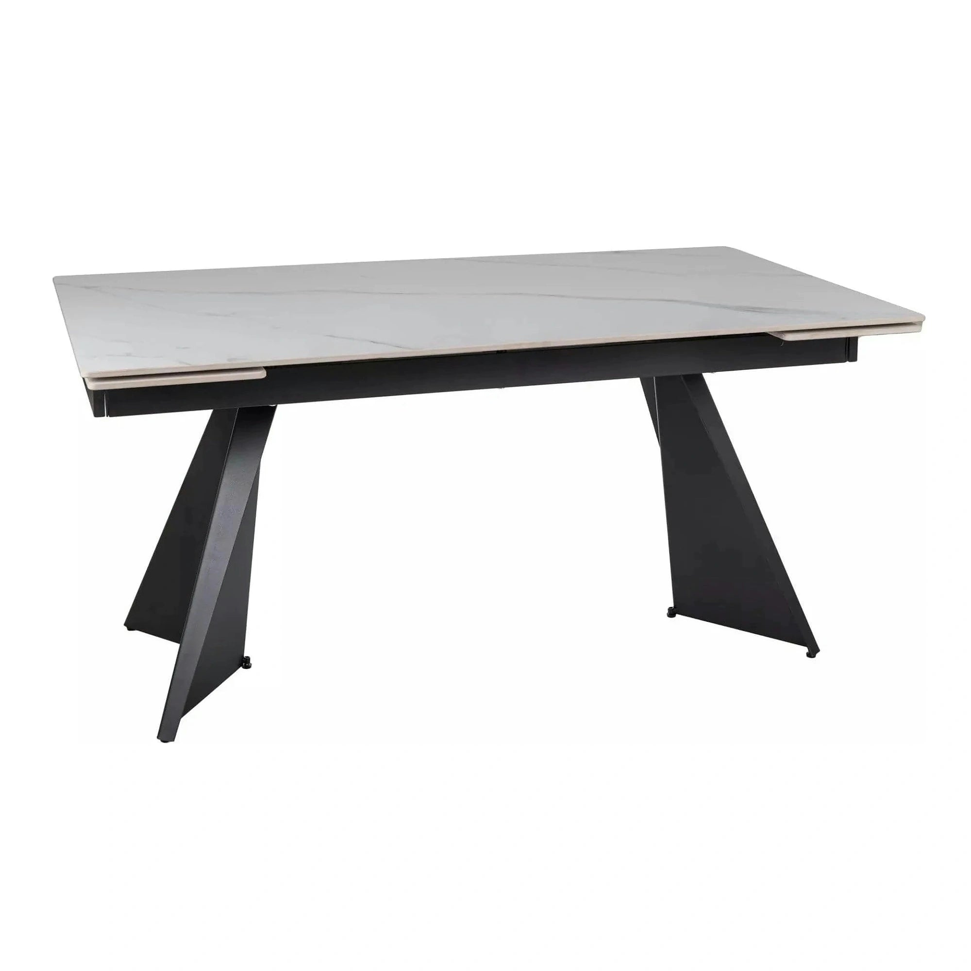 Masa extensibila LACONI, alb cu efect de marmura, ceramica/metal, 160/220x90x76 cm