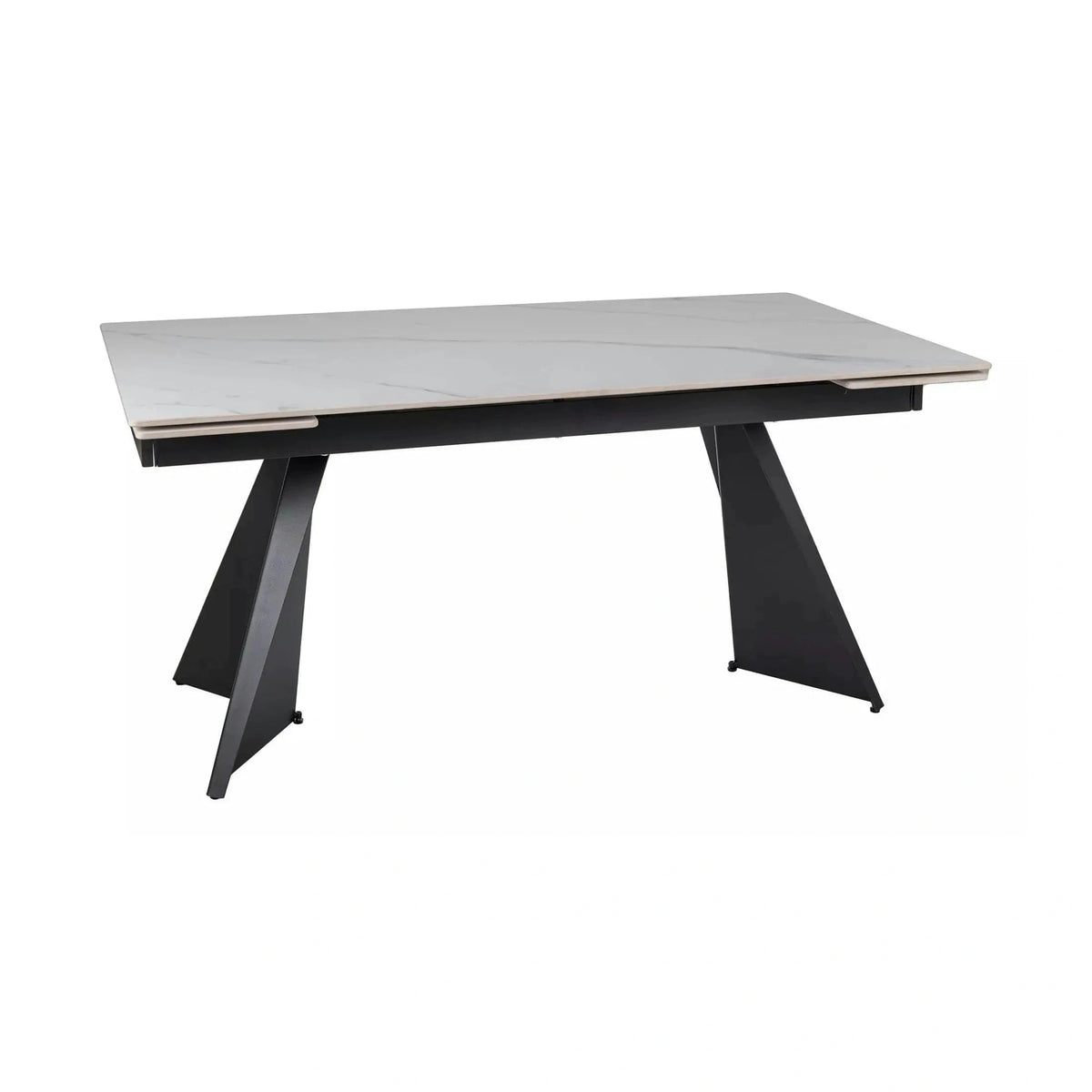 Masa extensibila LACONI, alb cu efect de marmura, ceramica/metal, 160/220x90x76 cm