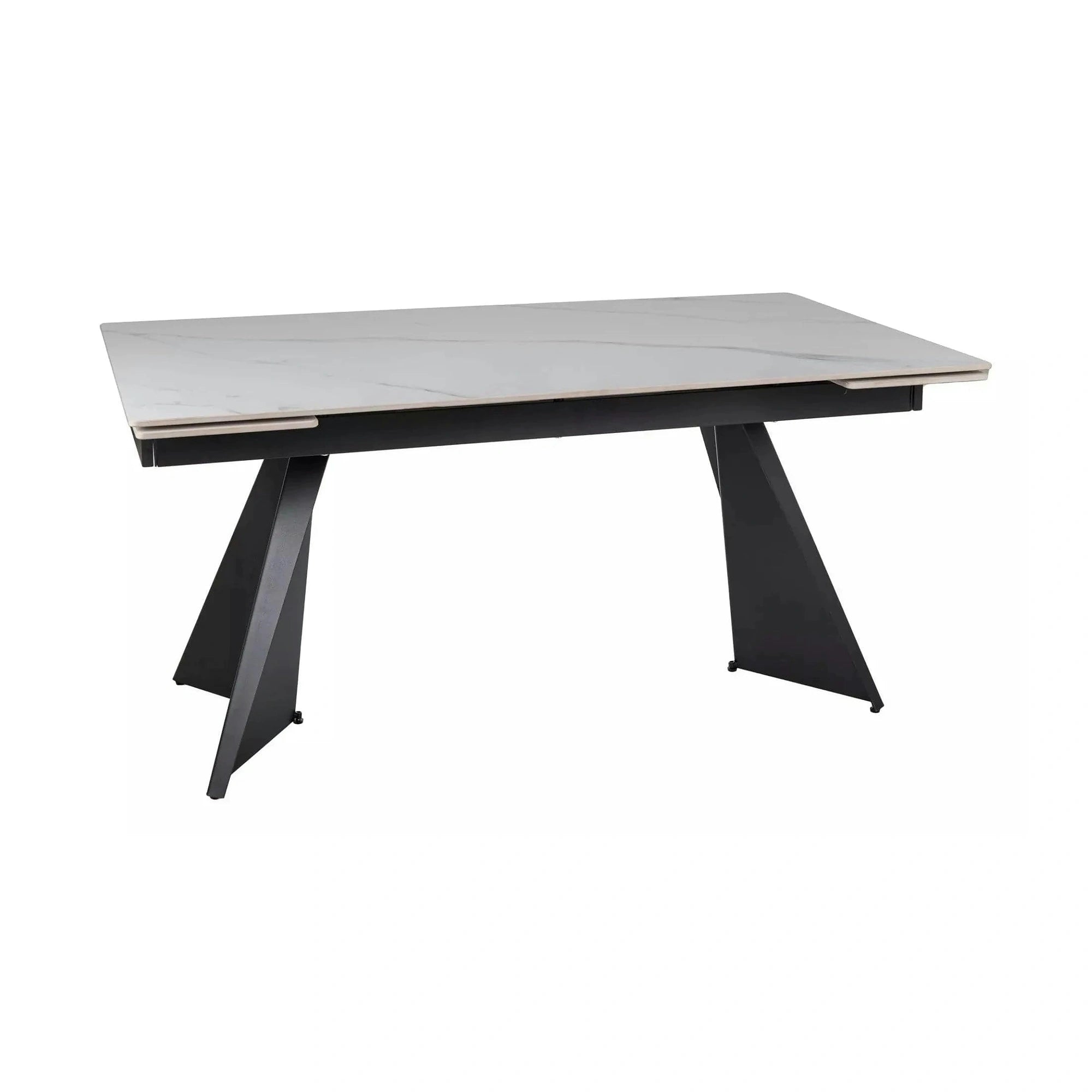 Masa extensibila LACONI, alb cu efect de marmura, ceramica/metal, 160/220x90x76 cm