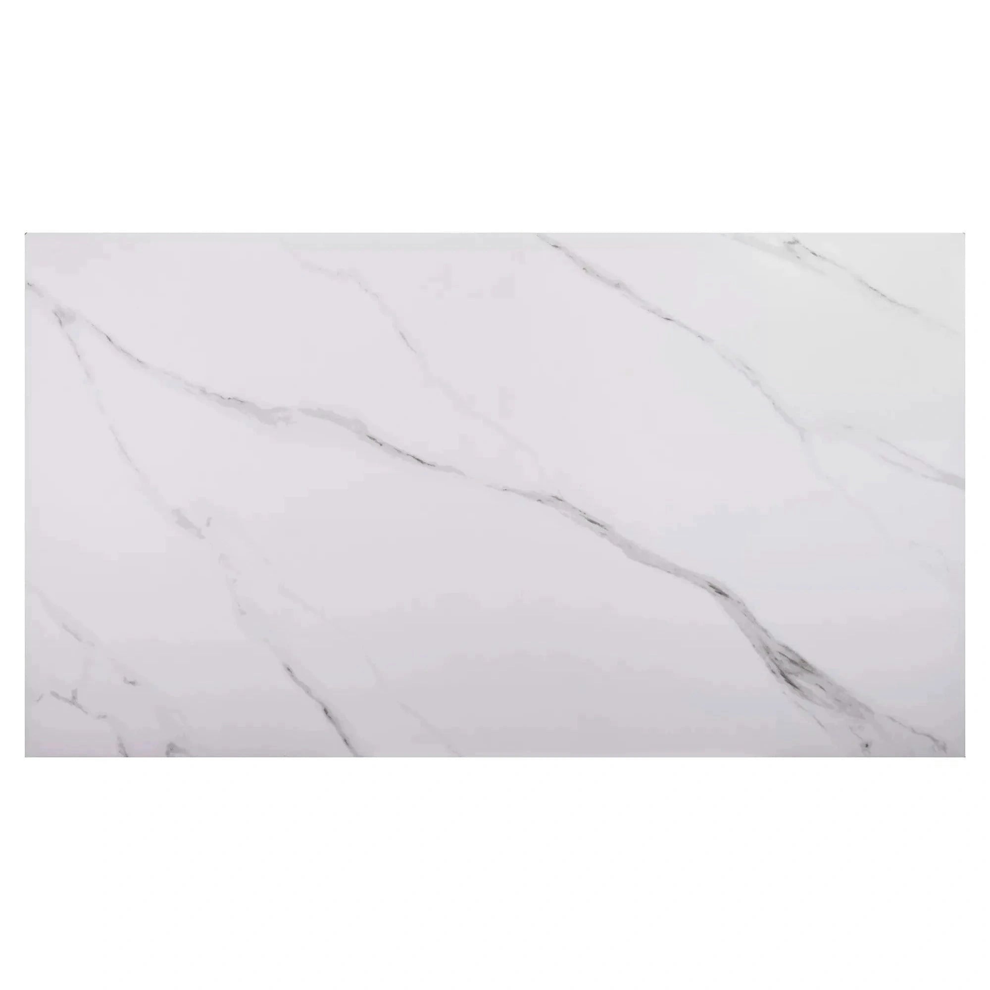 Masa extensibila LACONI, alb cu efect de marmura, ceramica/metal, 160/220x90x76 cm