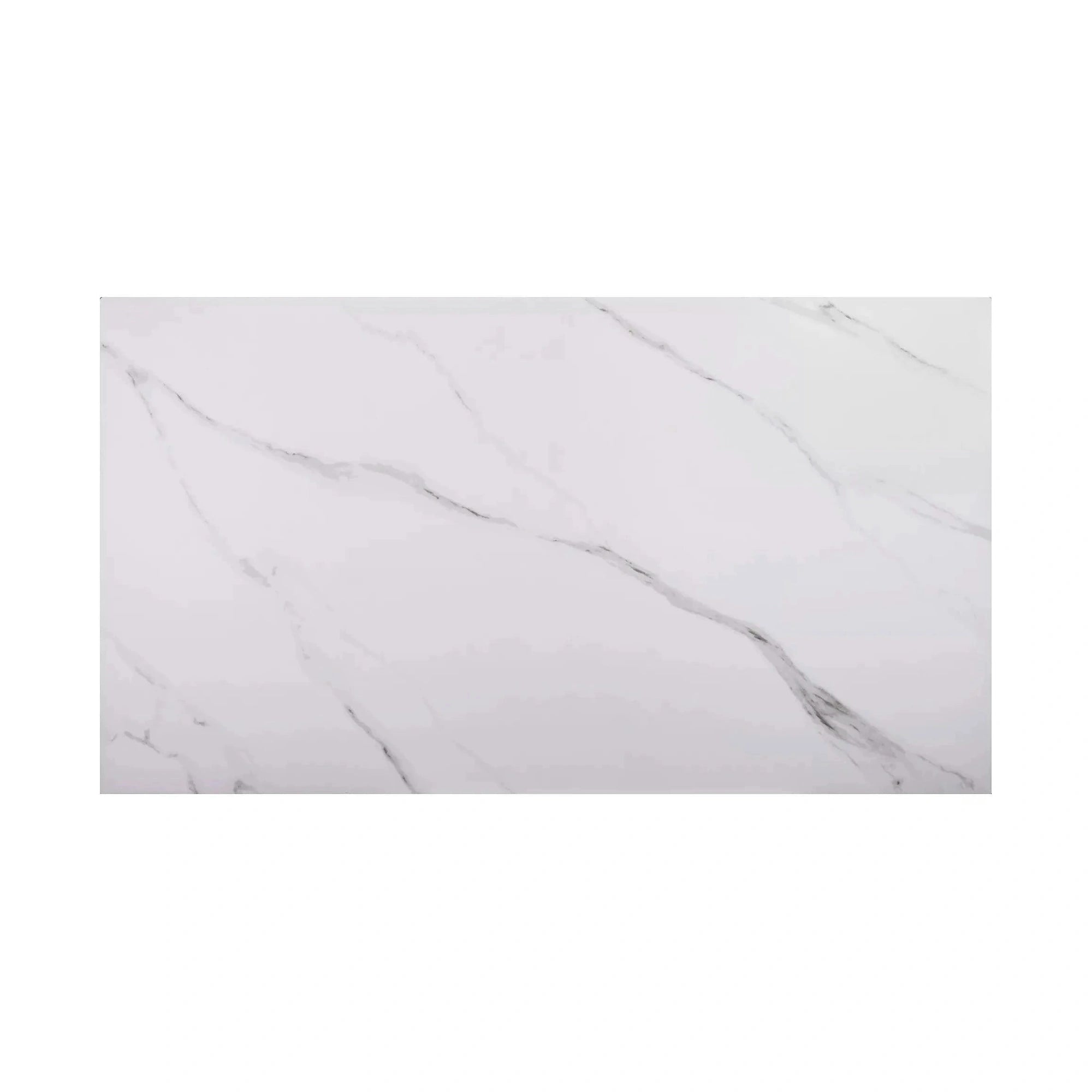 Masa extensibila LACONI, alb cu efect de marmura, ceramica/metal, 160/220x90x76 cm