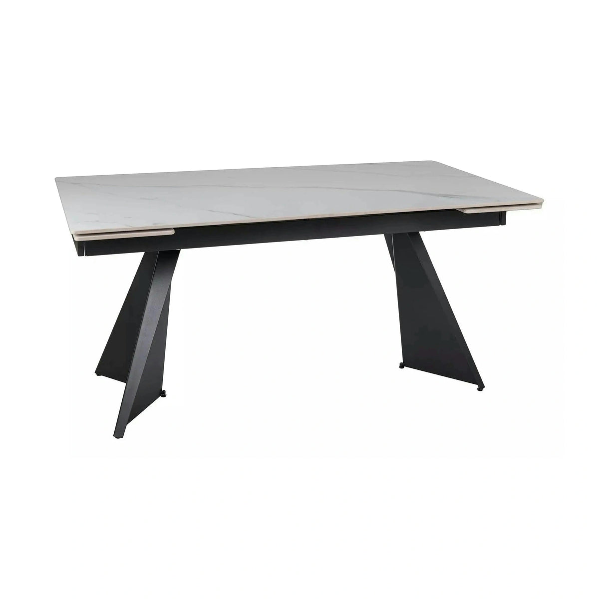 Masa extensibila LACONI, alb cu efect de marmura, ceramica/metal, 160/220x90x76 cm