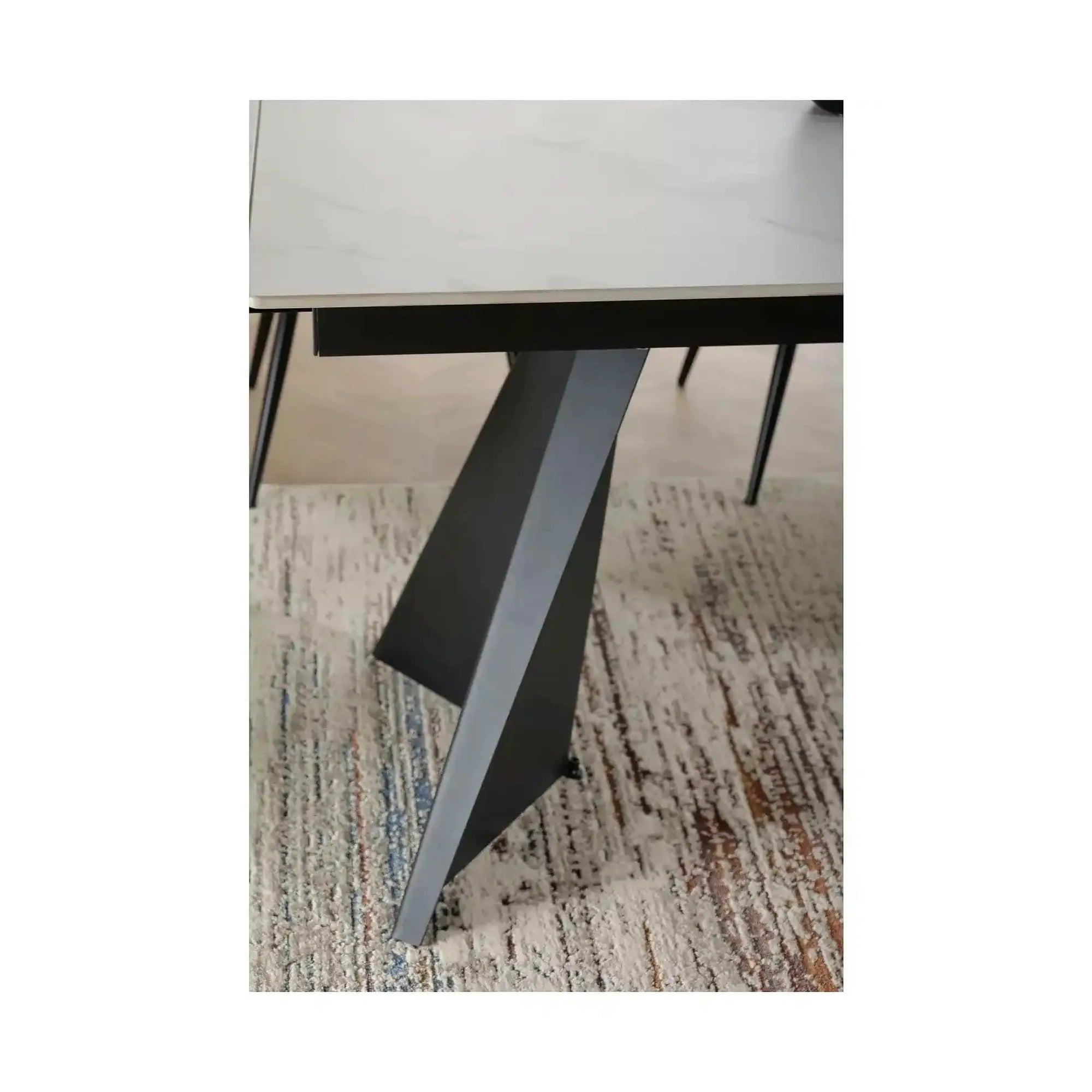 Masa extensibila LACONI, alb cu efect de marmura, ceramica/metal, 160/220x90x76 cm