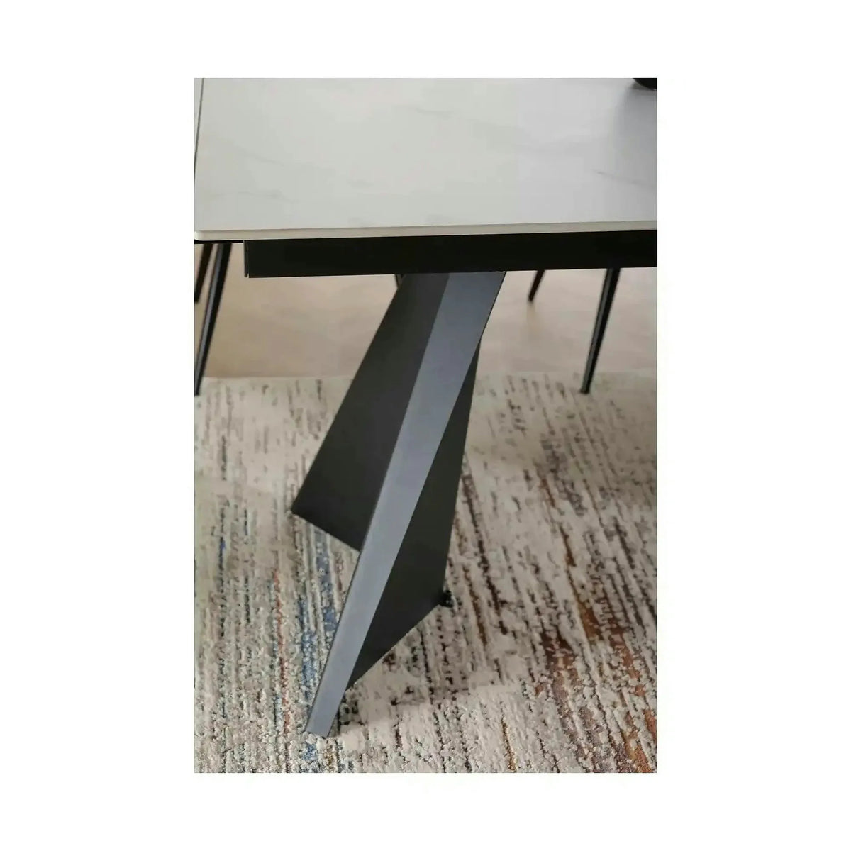 Masa extensibila LACONI, alb cu efect de marmura, ceramica/metal, 160/220x90x76 cm