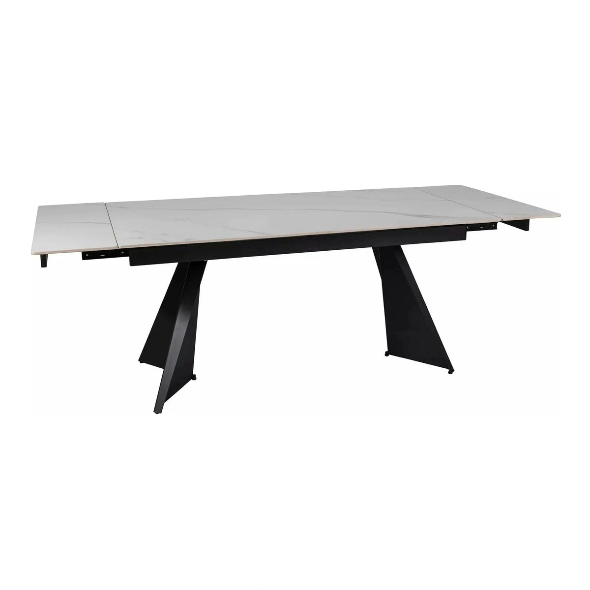 Masa extensibila LACONI, alb cu efect de marmura, ceramica/metal, 160/220x90x76 cm