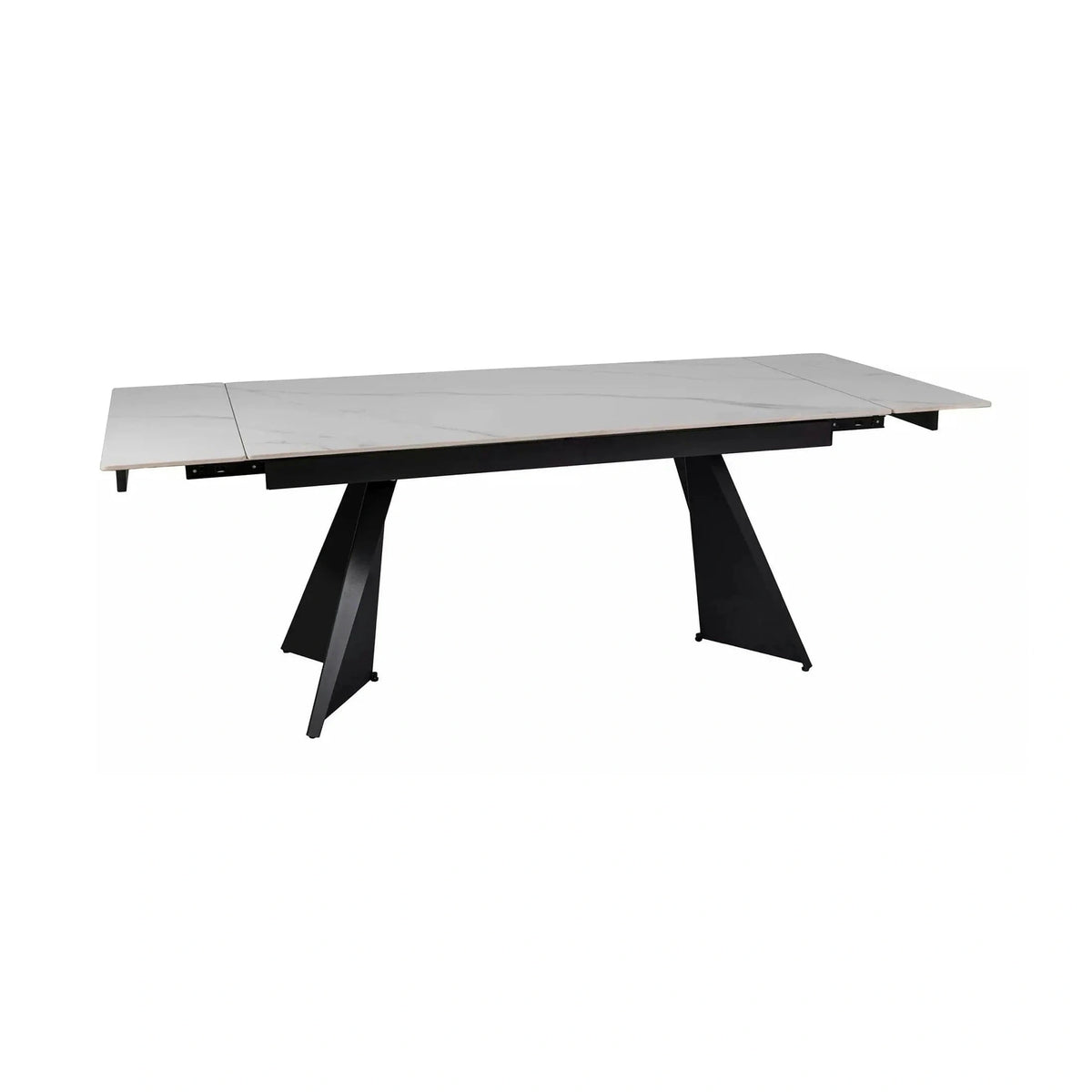 Masa extensibila LACONI, alb cu efect de marmura, ceramica/metal, 160/220x90x76 cm